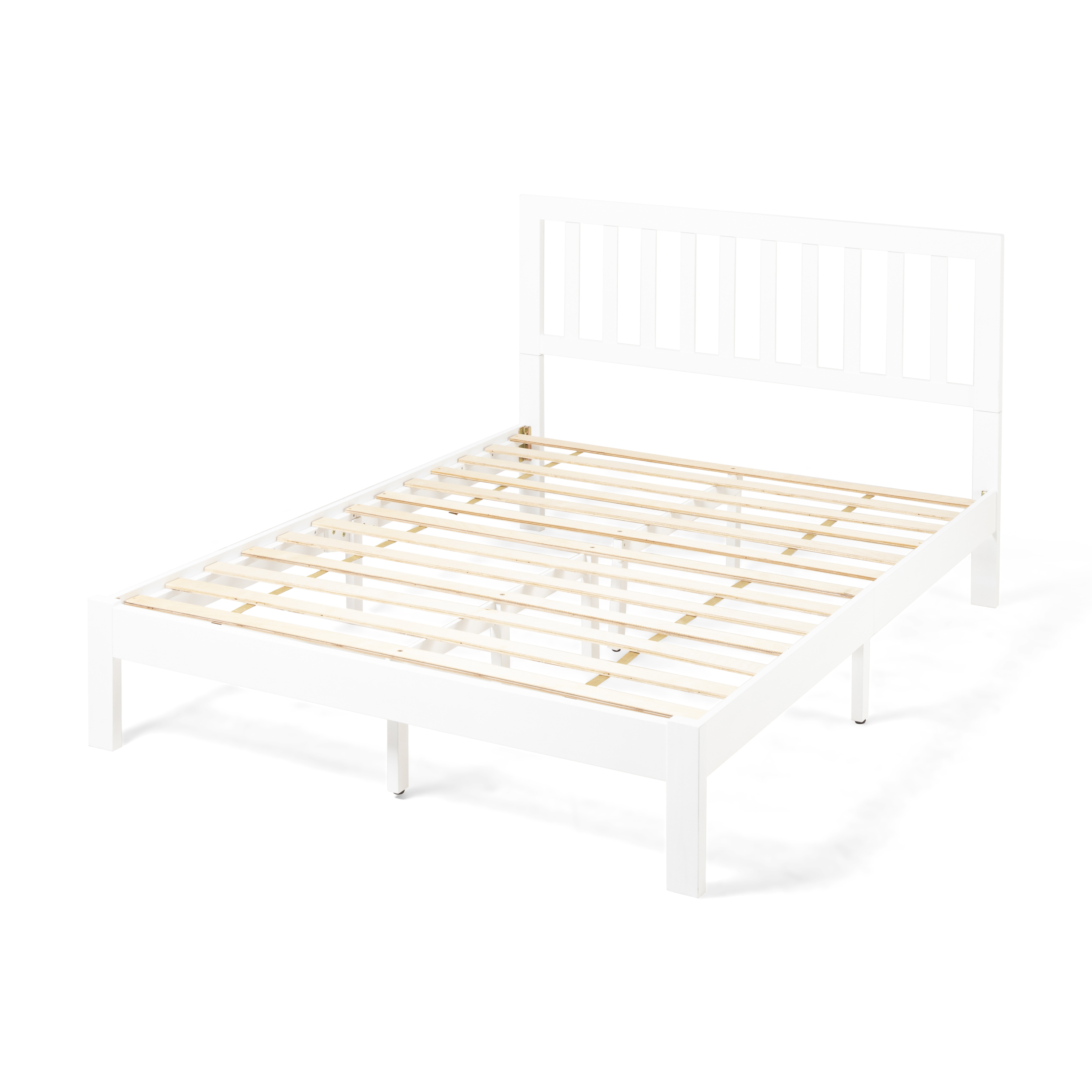 Noble House Vihaan Modern Farmhouse Acacia Wood Queen Bed Platform, White