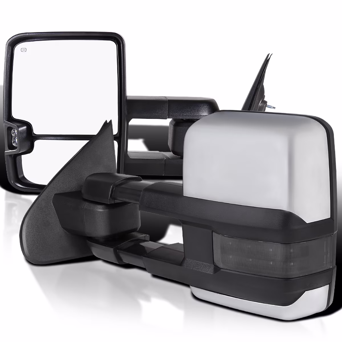 Spec-D Tuning Chrome Power Folding Heated Smoke Signal LED Tow Mirrors Compatible with Chevy Silverado 2014-2018