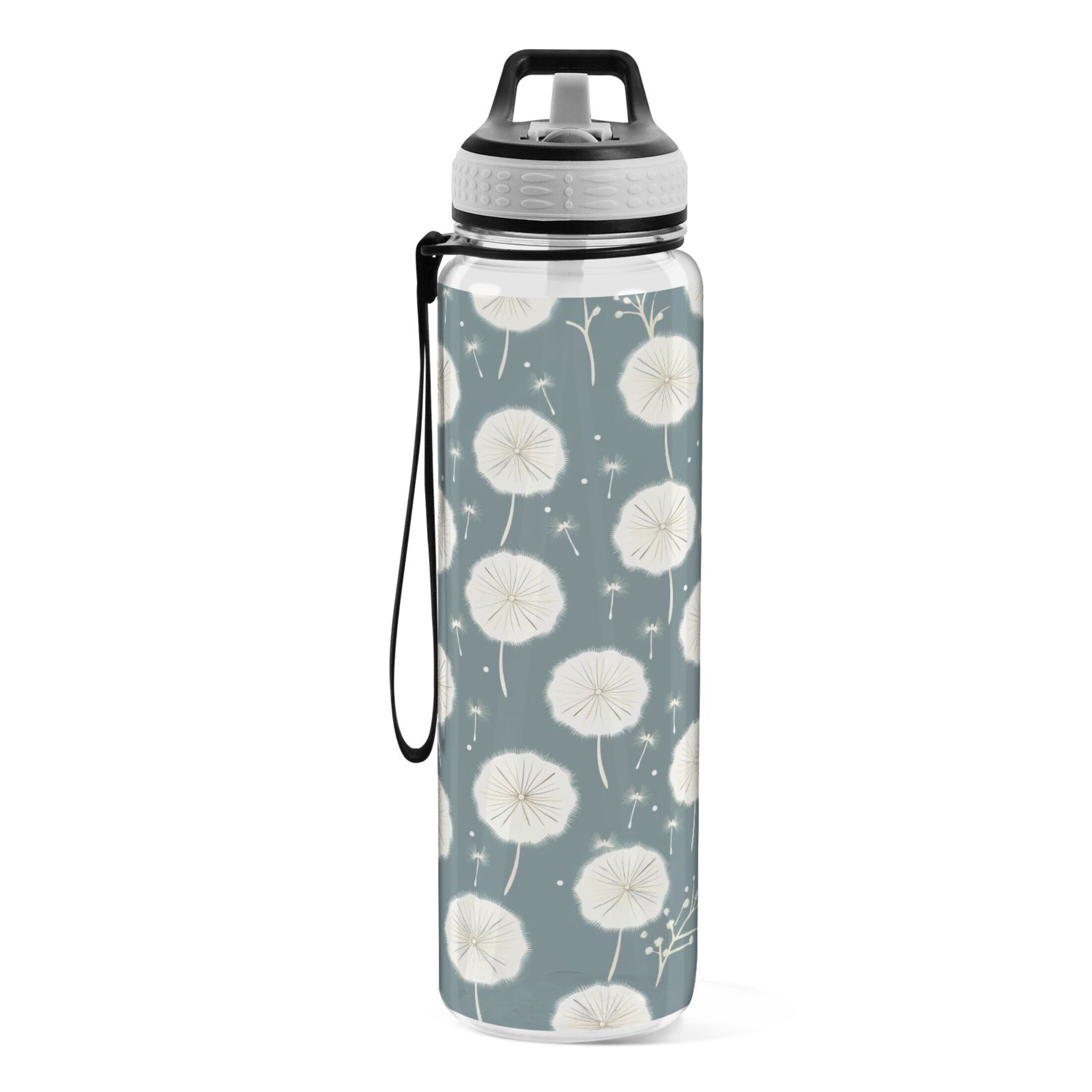 Dandelions Flowers 32oz Water Bottles with Straw Tritan Leakproof Sports Bottle BPA Free Clear for Fitness Gym Swimming Cycling