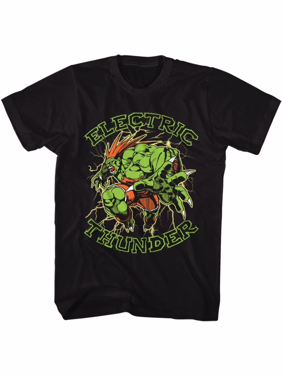 Street Fighter Video Martial Arts Arcade Game Electric Thunder Adult T-Shirt XLT