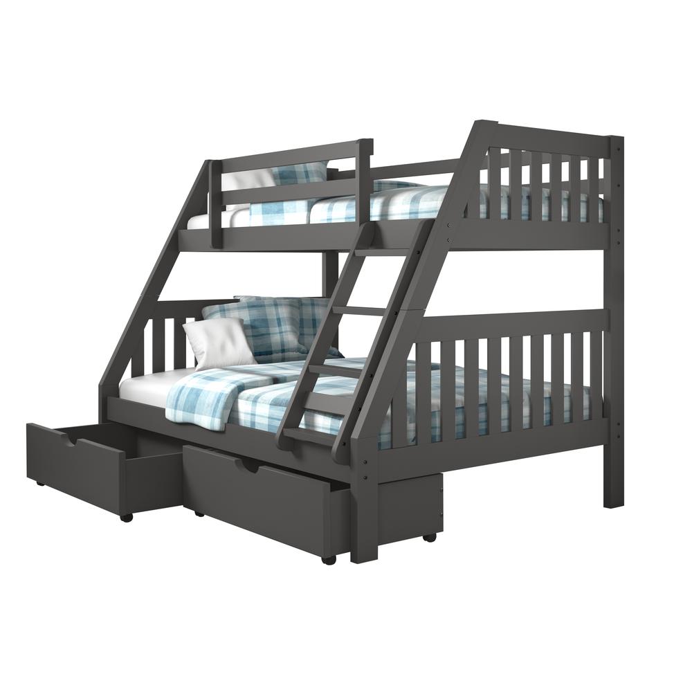 Donco Kids Pine Wood Bunk Bed Twin-over-full, Dark Gray