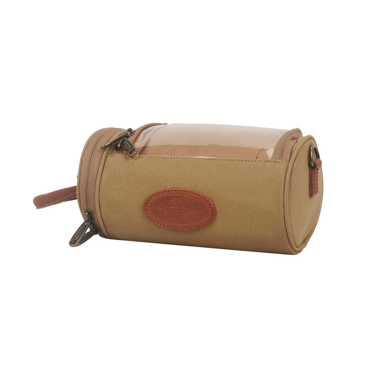 TOURBON Waxed Canvas Retro Bike Canvas Handlebar Bag Bicycle Cycling Case Up to 6.8'' Phone Pouch Holder