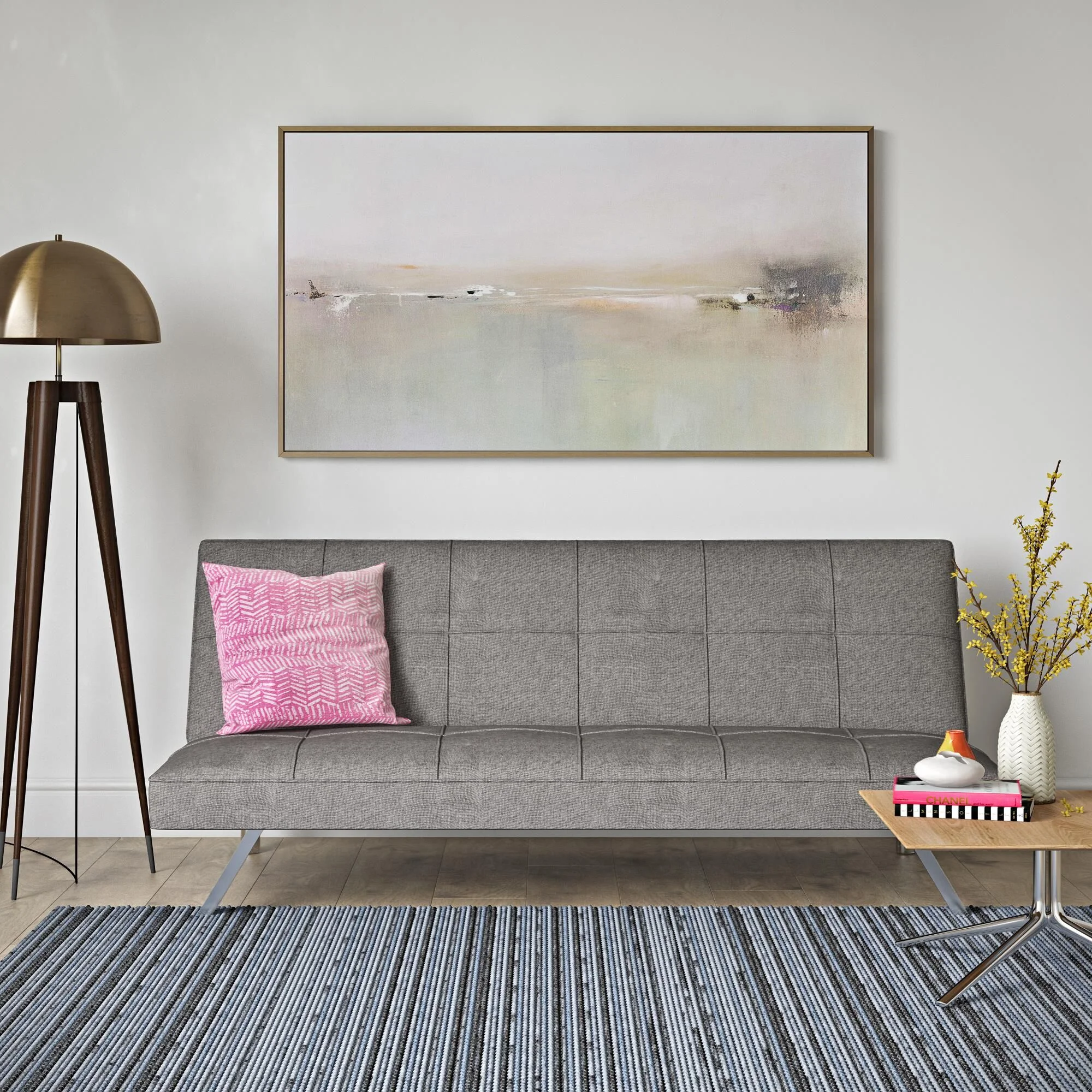 Ucloveria Futon, Sofa Bed Metal Frame, Stainless Leg Simple Design Decor