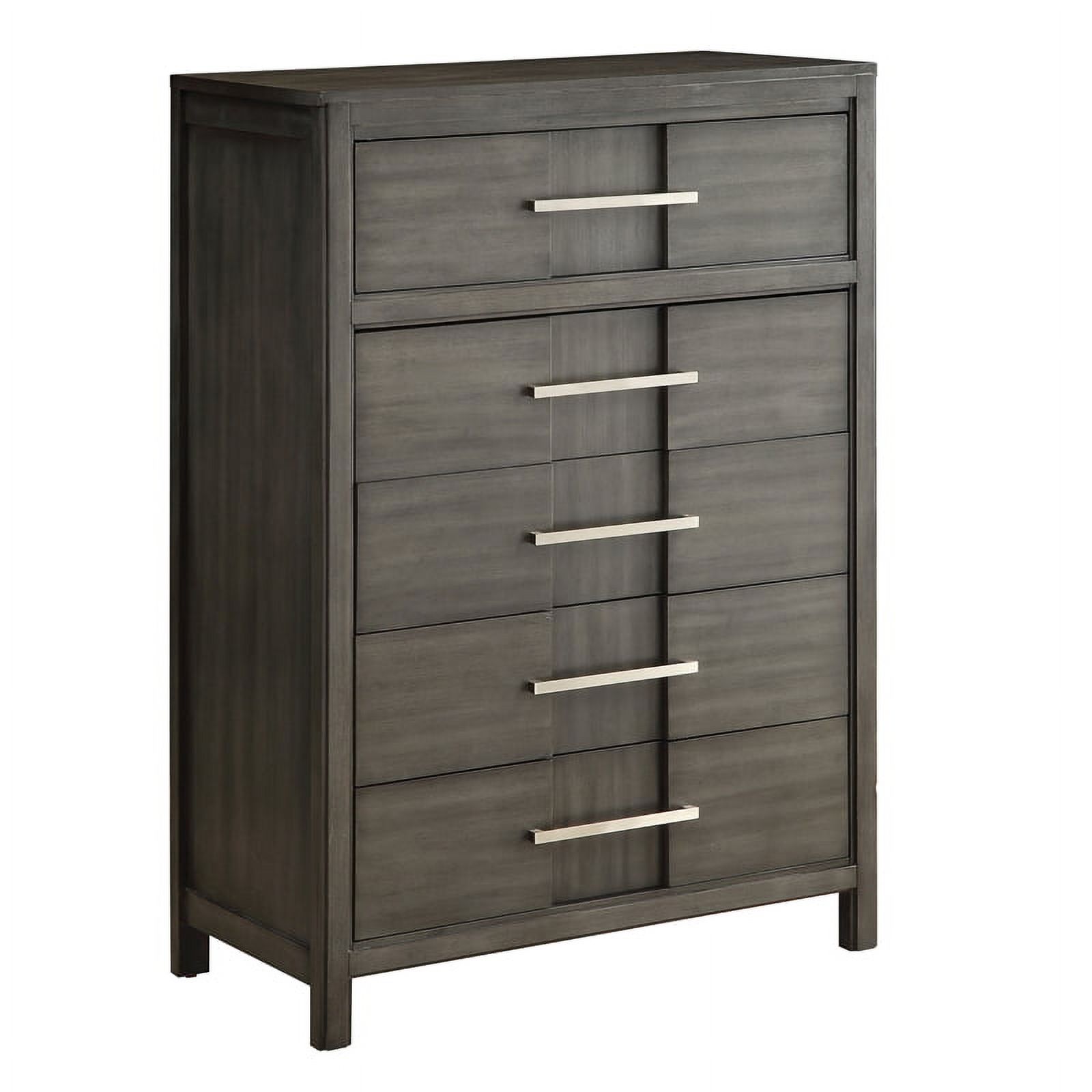 Furniture of America Vela Transitional Solid Wood 5-Drawer Chest in Gray
