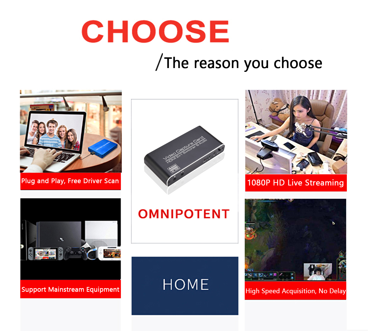 USB3.0 2 in 1 Video Capture Card 2X1 HDMI Switcher Loop HDMI 4Kp60 4K Recorder