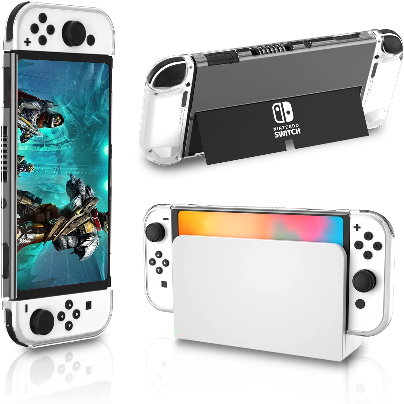 Switch O Protective Case,Hard Case Compatible with Nintendo Switch O Console and TPU Case for Joycon