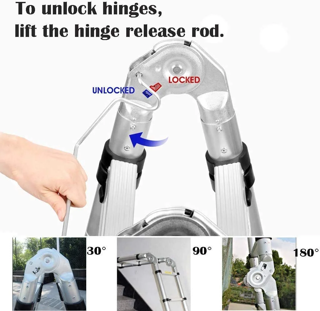 Dayplus Heavy Duty 5M Multi Purpose Folding Telescopic Ladder Aluminum A-Frame Extension