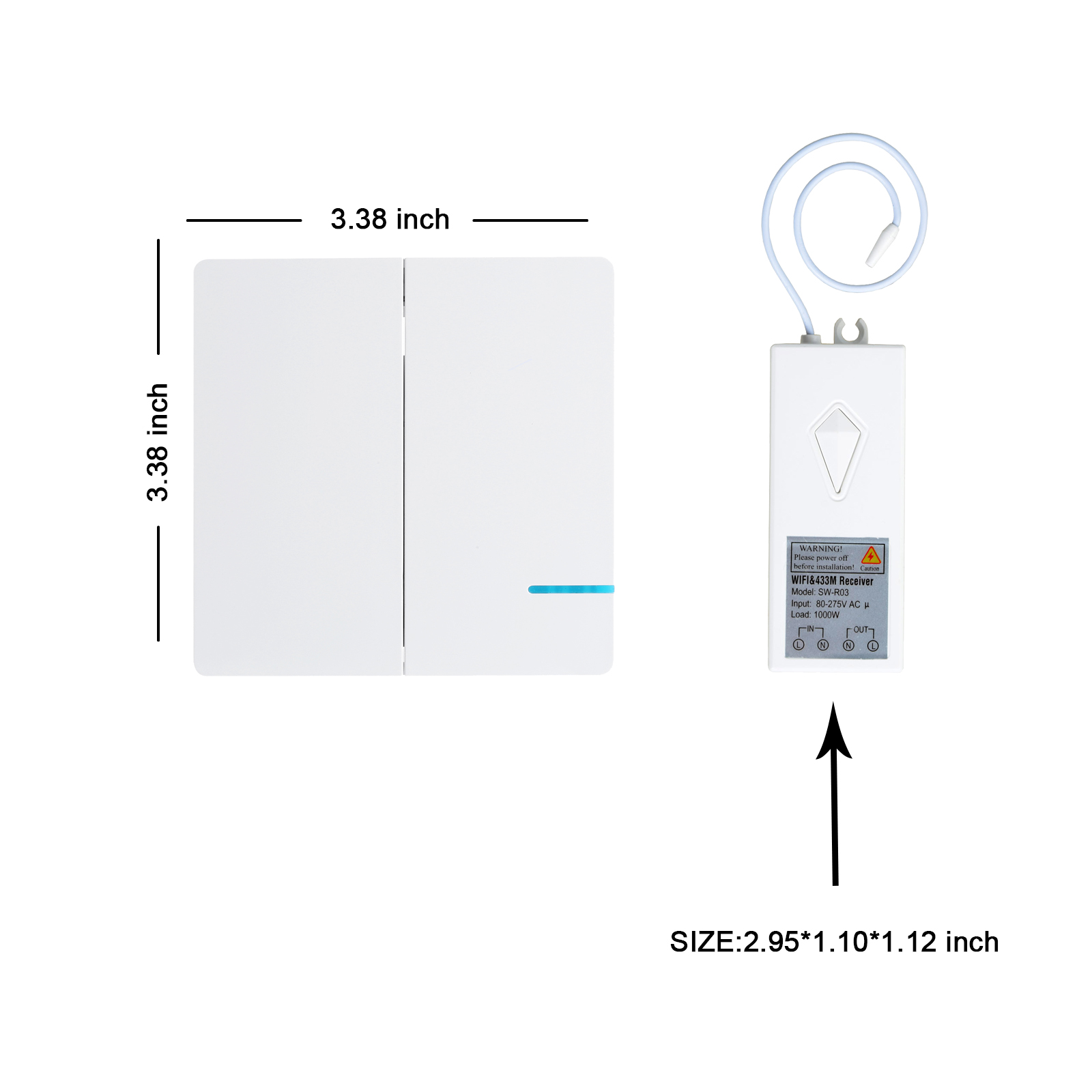 GREENCYCLE Smart Light Switch WiFi Wall Wireless 2x 2-gang Switch + 2x WIFI Receiver Compatible with Amazon Alexa and Google Home Remote Control Lights and Appliances Timing Function