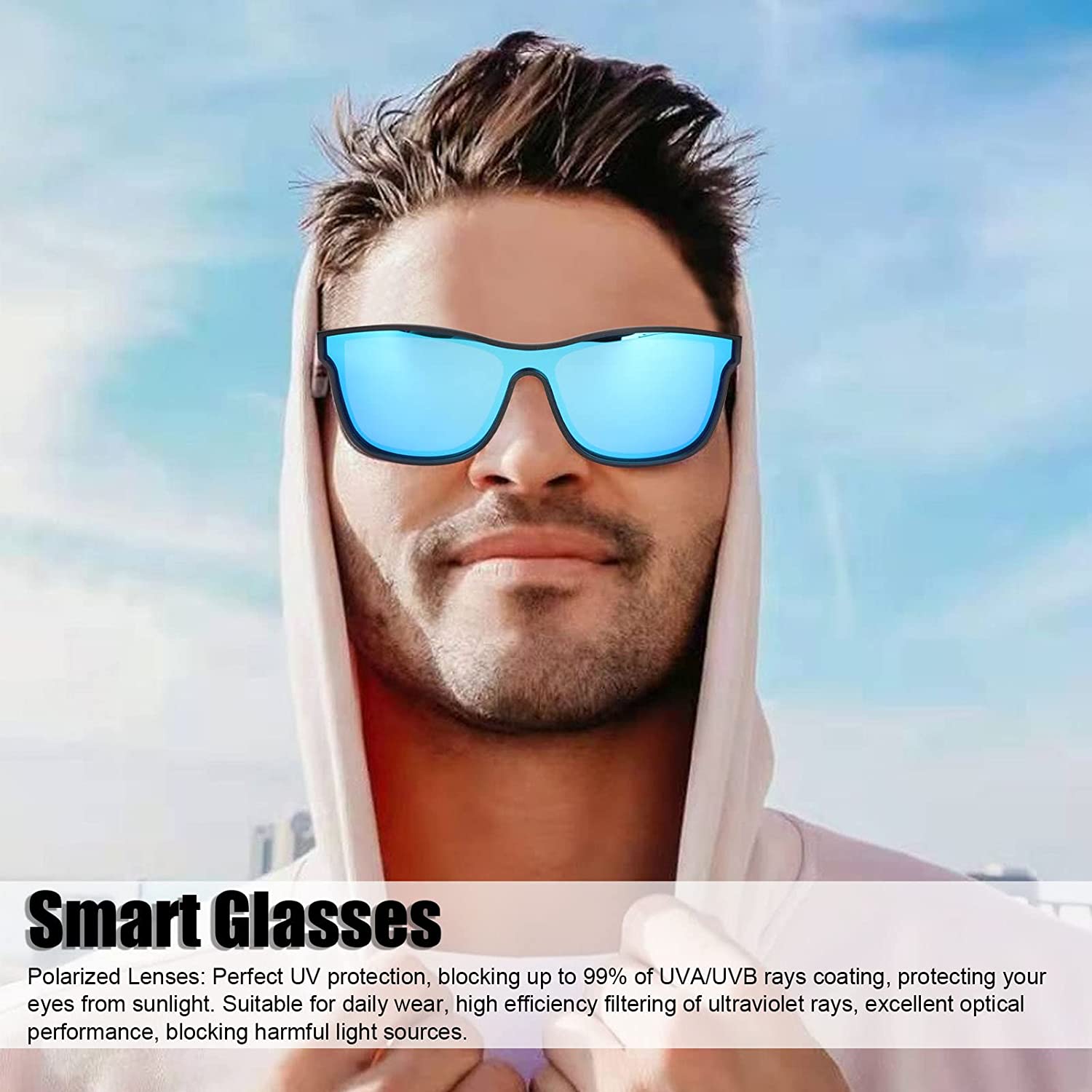 Audio Sunglasses with Open Ear Headphones, Sport Wireless Bluetooth Audio Sunglasses Hands Free for Outdoor Sports,