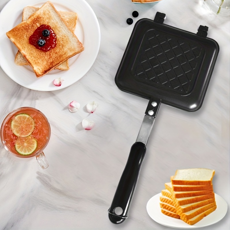 1pc, Sandwich Pan (5.9''x5.31''), Double Sided Non-Stick Sandwich Maker, Panini Pan, Steak Frying Pan, Waffle Pan, For Breakfast Making, Hamburger Making, Baking Tools, Kitchen Gadgets, Kitchen Access