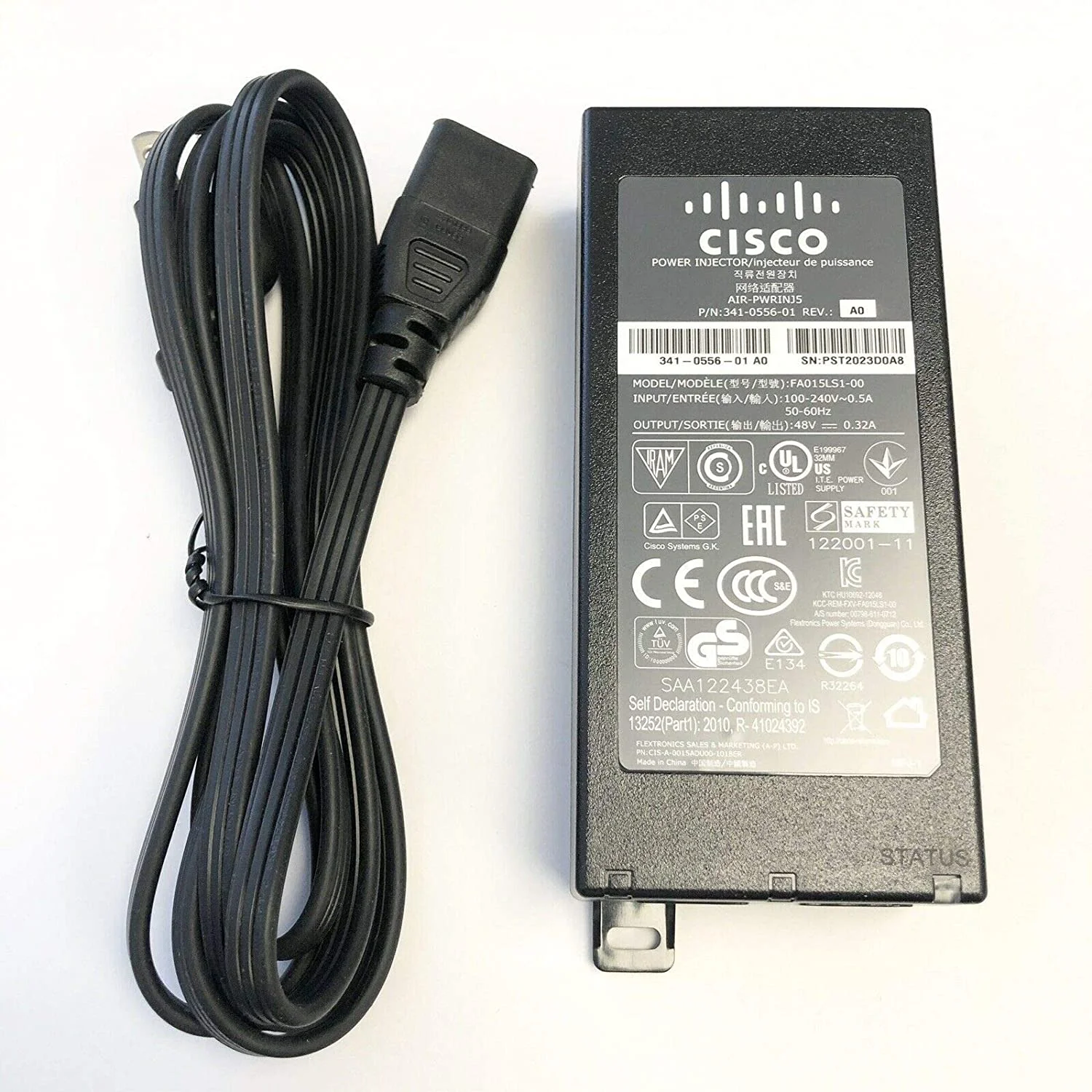 UpBright 48V 320mA AC/DC Power Adapter Compatible with Cisco AIR-PWRINJ5 FA015LS1-00 341-0556-01 PoE Injector Aironet AP 1040 1140 1260 1262 1600 2600 3500 3502 3600 3602 3702 1602e 1602i Access Point