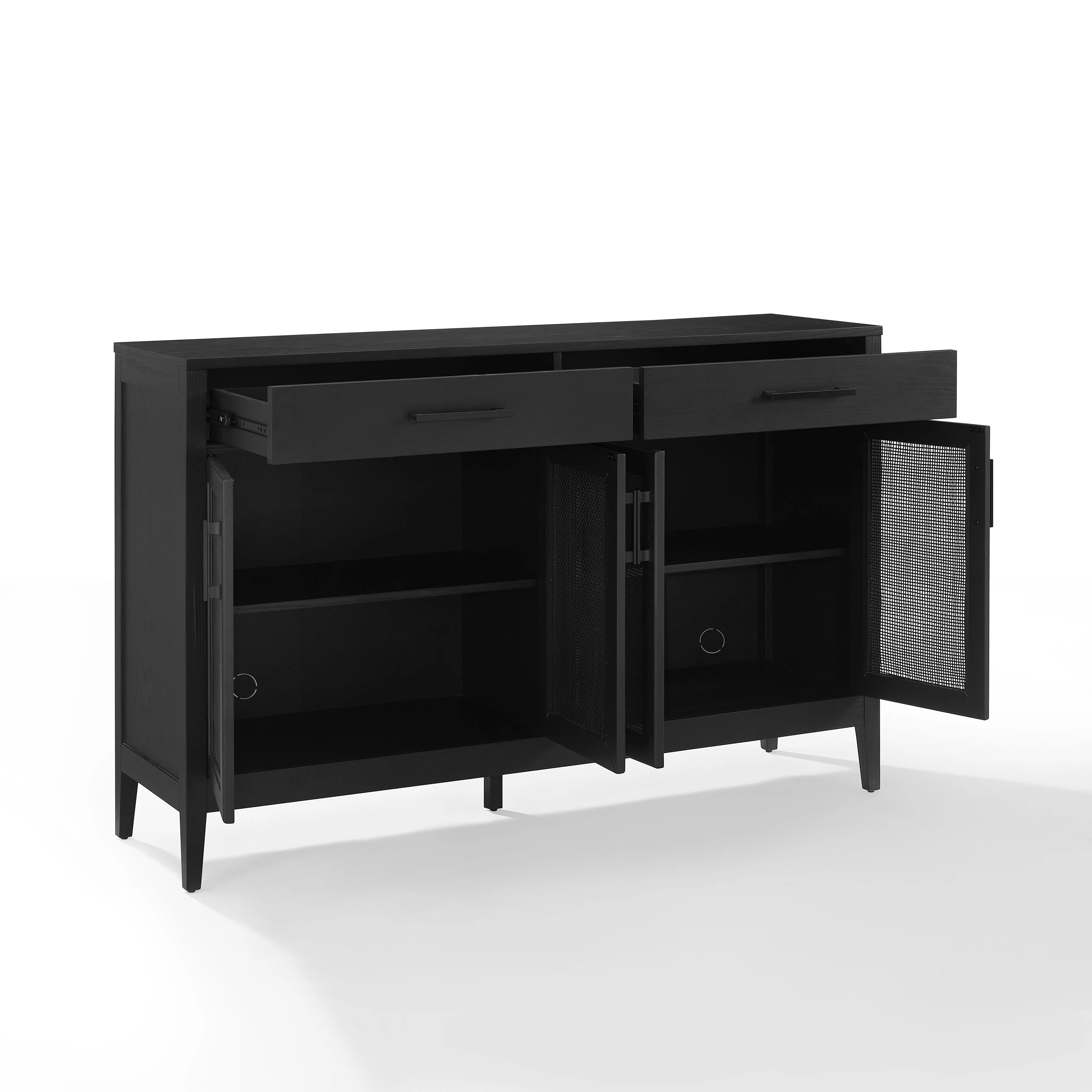 Crosley Furniture Milo Modern MDF Wood and Rattan Sideboard in Black