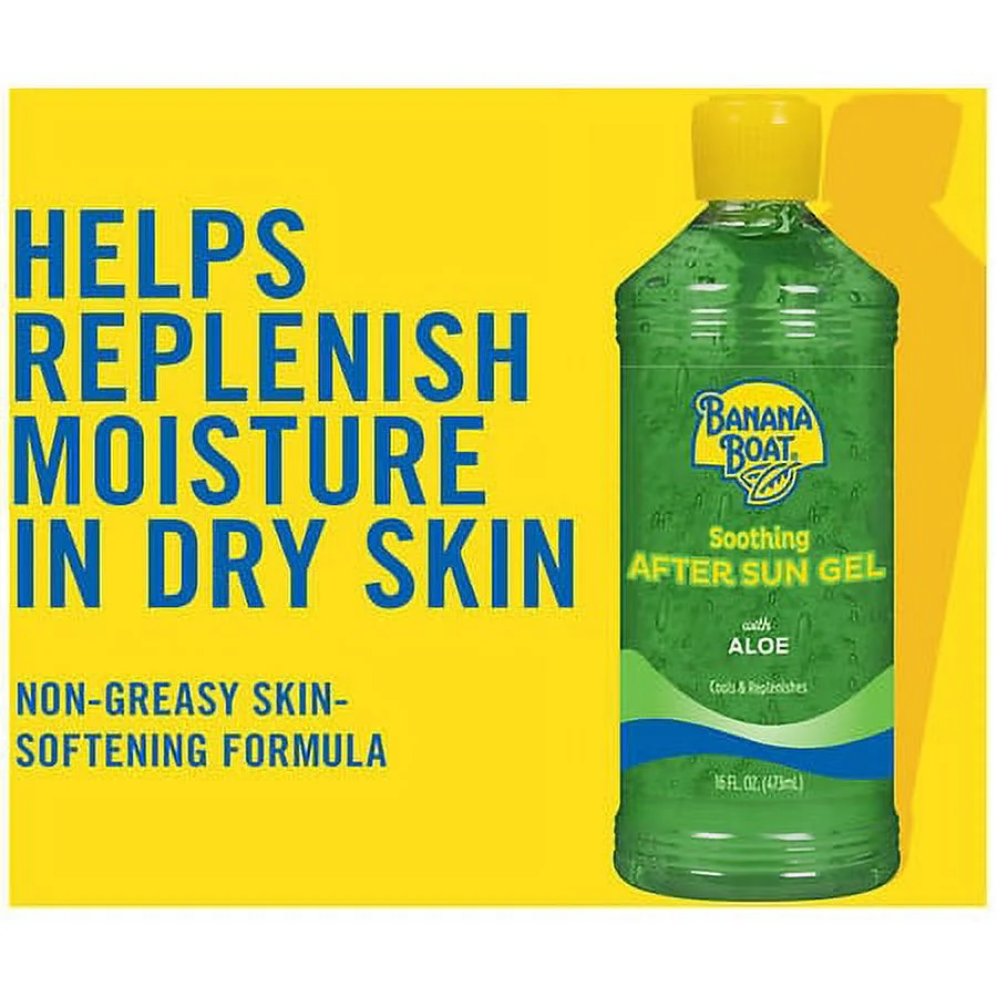 2 Pack Banana Boat Soothing Aloe After Sun Gel With Pure Aloe Vera 16 Oz Each