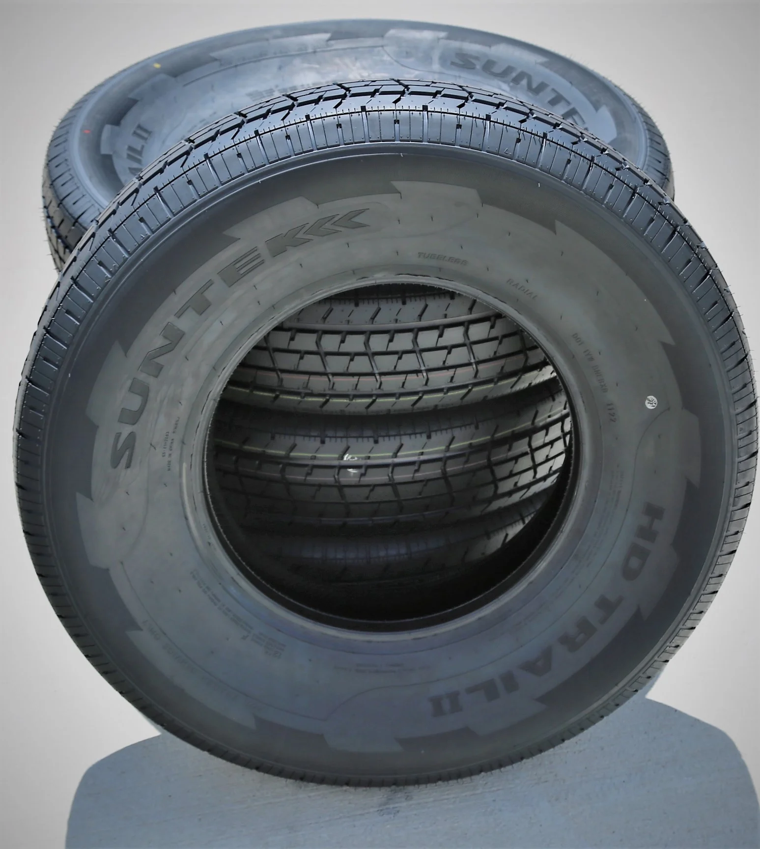 Pair of 2 (TWO) Suntek HD Trail 2 Semi Steel ST 235/80R16 Load E 10 Ply Trailer Tires