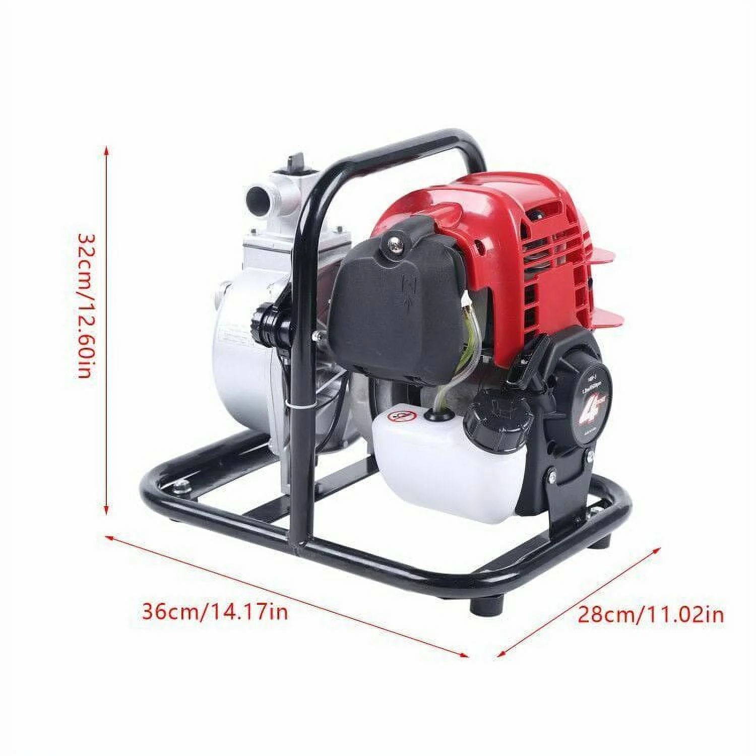 TOOL1SHOoo 4-Stroke Water Pump-Single Cylinder, Air Cooled Portable Gasoline Engine Water Pump,38CC Garden Lawn Pumping Watering