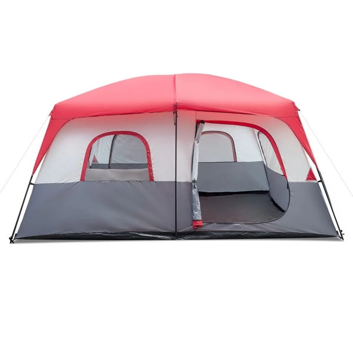 Fithood 430*430*210cm Polyester Cloth Fiberglass Poles Can Accommodate 14 People Camping Tent Red And White