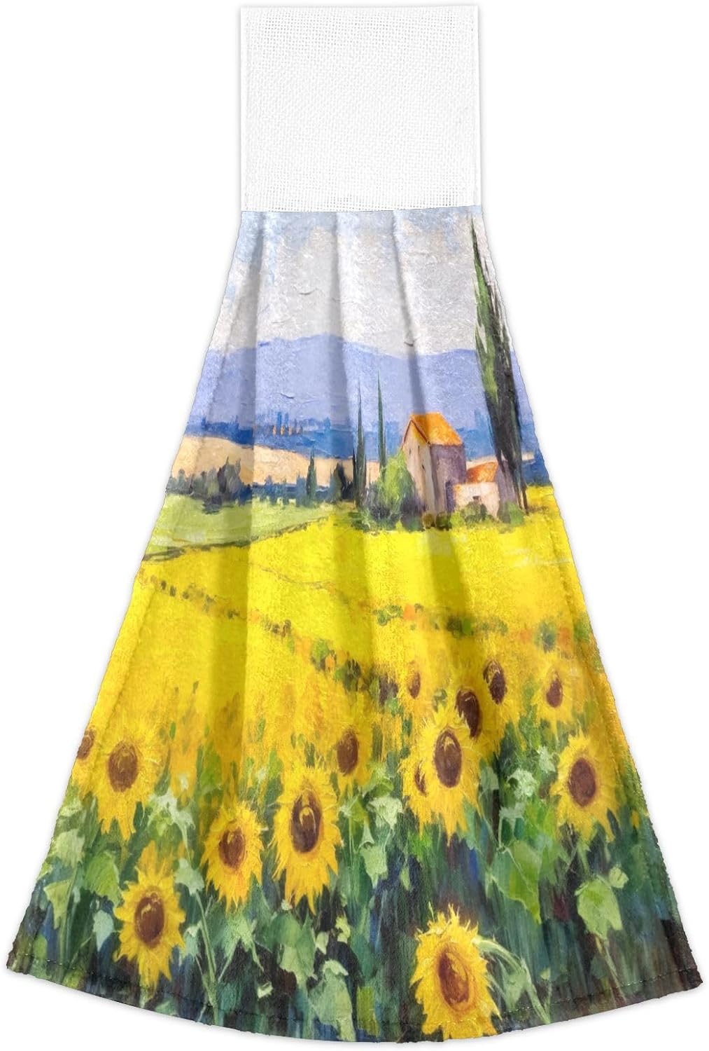 Coolnut Countryside Sunflowers Kitchen Towels, 2PCS Super Soft Absorbent Hanging Hang Towels or Dishcloths, Bathroom Hand Towels 12x17Inches Wash cloth