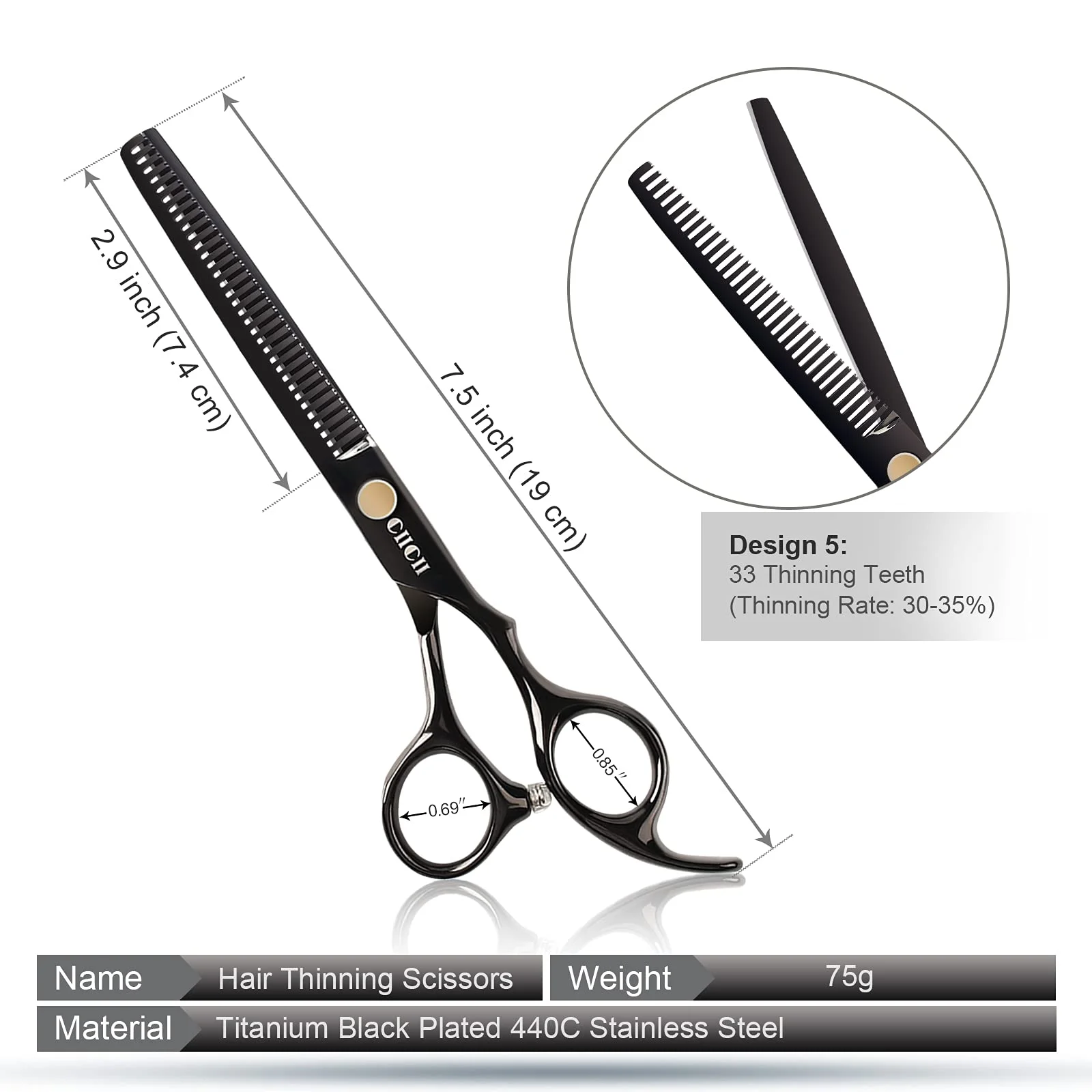 Dog Grooming Scissors Kit, CIICII 7 Inch Professional Pet Grooming Scissors Set (Dog/Cat Hair Thinning Trimming Cutting Shears) with Curved Scissors for DIY Home Salon (Heavy Duty/Safety-9Pcs)