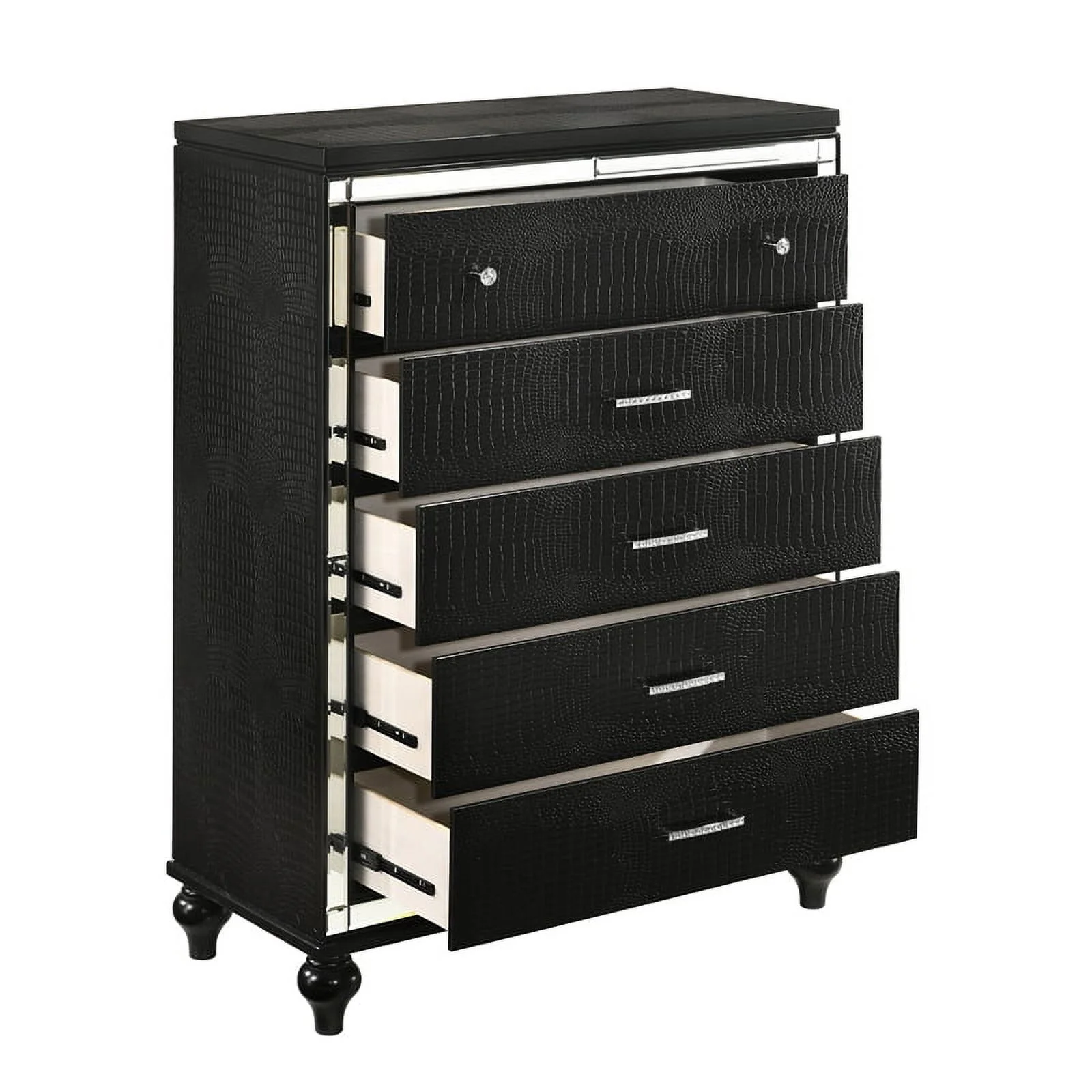 New Classic Valentine 4-Piece Wood Cal King Bedroom Set with Chest in Black