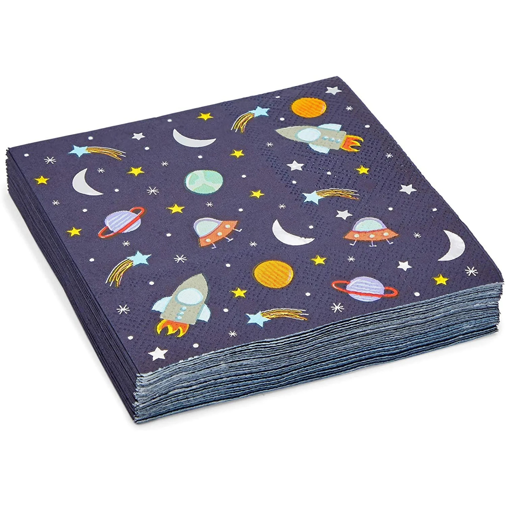 99-Piece Outer Space Party Pack with Dinnerware, Hats, Banner, Tablecloths (Serves 24)