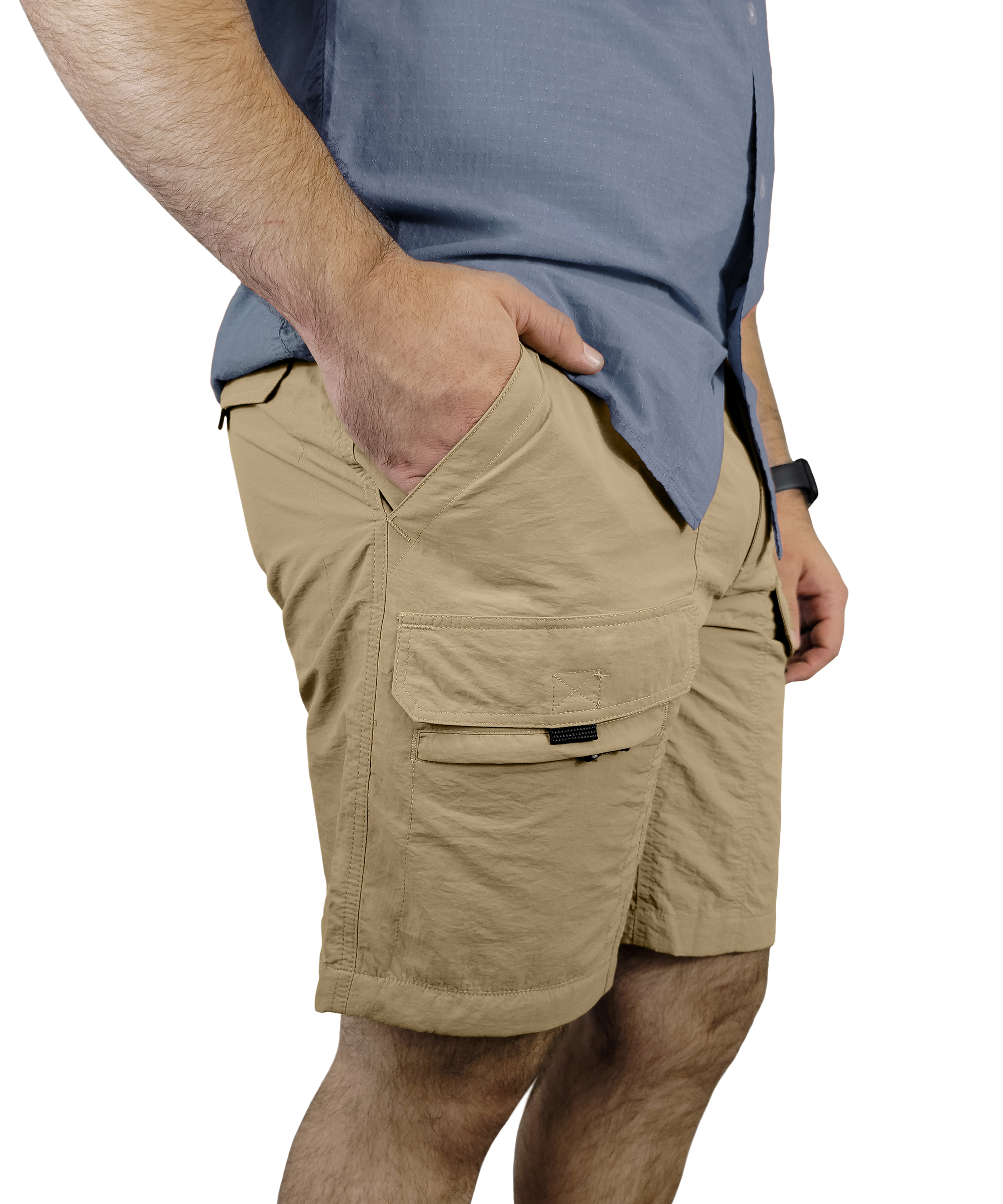 Victory Outfitters Men's Hiking Cargo Shorts Quick Dry Lightweight Travel Multi Pockets for Fishing Camping Golf Shorts - Khaki - M