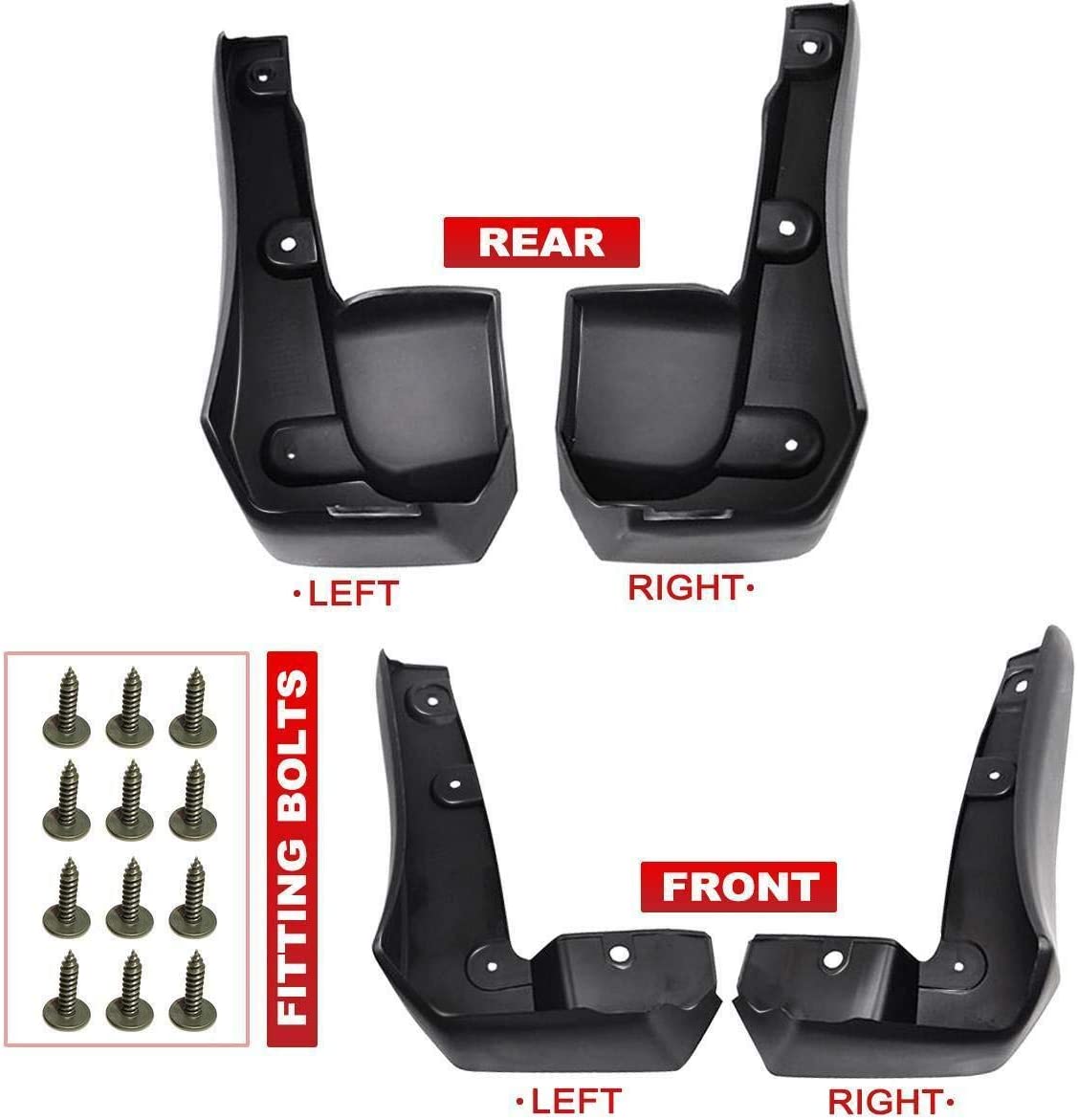 A-Premium Splash Guards Mud Flaps Mudguards Compatible with Honda Civic Sedan 2016 2017 2018 2019 Front and Rear 4-PC Set