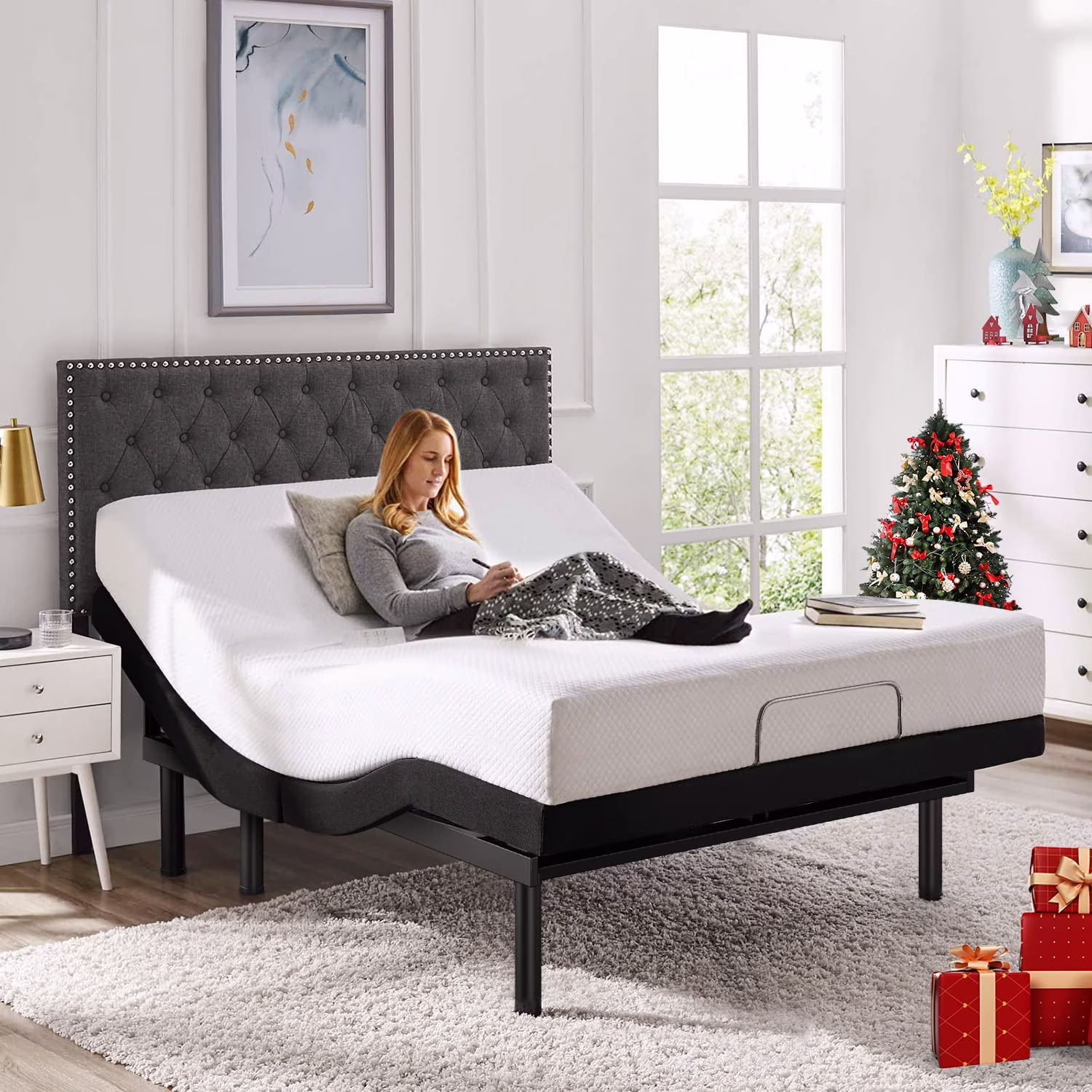 Adjustable Bed Frame Split King  Adjustable Bed Base for Stress Management  Zero Gravity Base  Head and Foot Incline with 3-Speed Massage  Anti-Snore  Memory Pre-Sets.