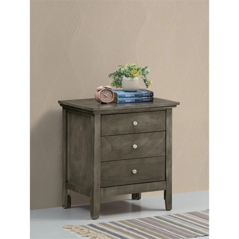Home Square 3-Piece Set with Queen Bed 5-Drawer Chest and Nightstand in Gray