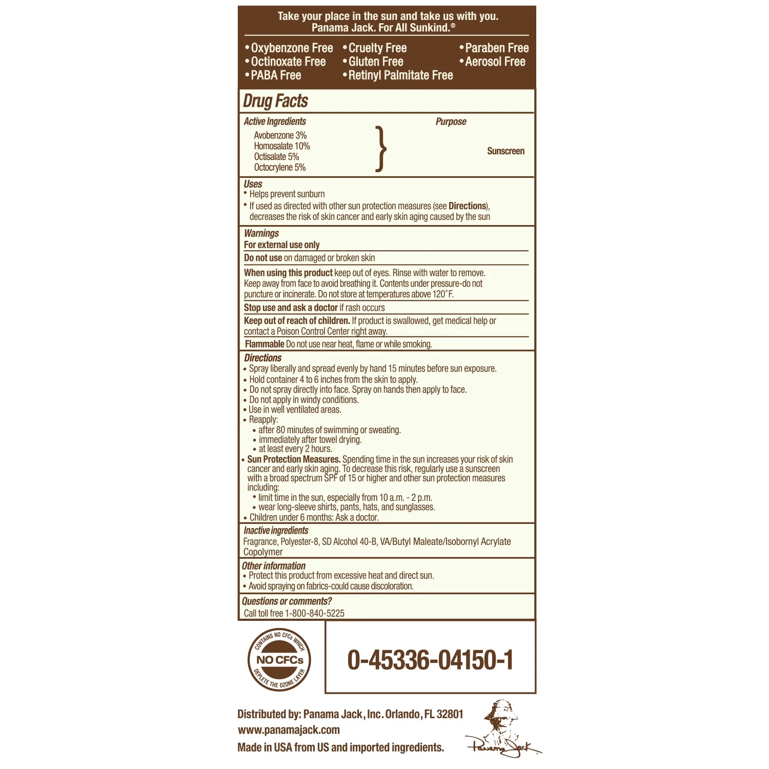 Panama Jack Continuous Spray Sunscreen - SPF 50, Broad Spectrum UVA/UVB Protection, PABA, Paraben, Gluten & Cruelty Free, Water Resistant (80 Minutes), 5.5 OZ (Pack of 12)