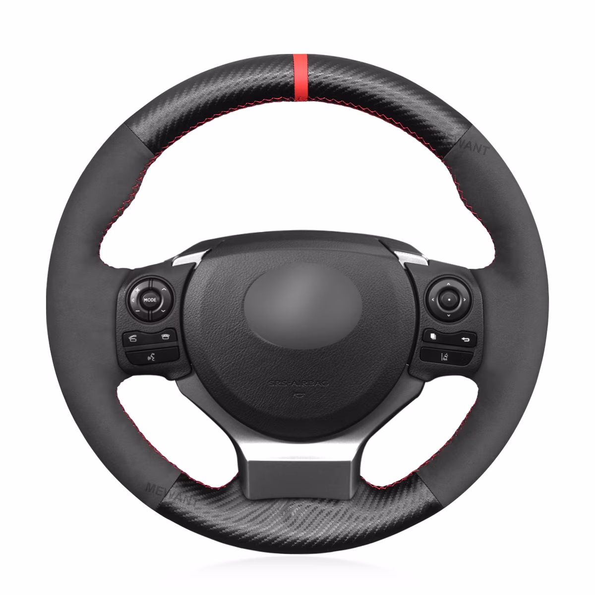 Mewant Handsewing Black Suede Matte Carbon Fiber Steering Wheel Cover for Lexus IS200t 2016 2017 IS250 2014 2015 IS300 IS350 IS F-Sport