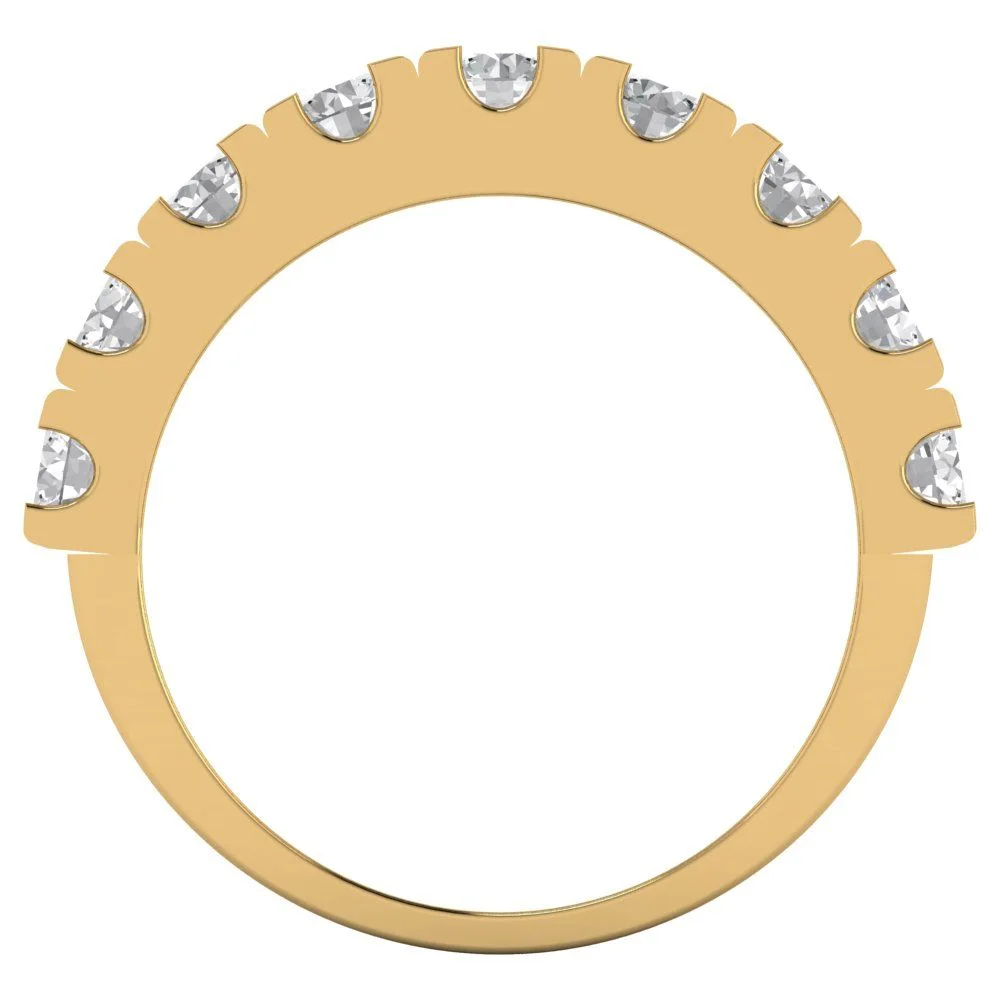 1.44 ct Brilliant Round Cut Synthetic Moissanite 18K Yellow Gold Stackable Band SZ 3.75