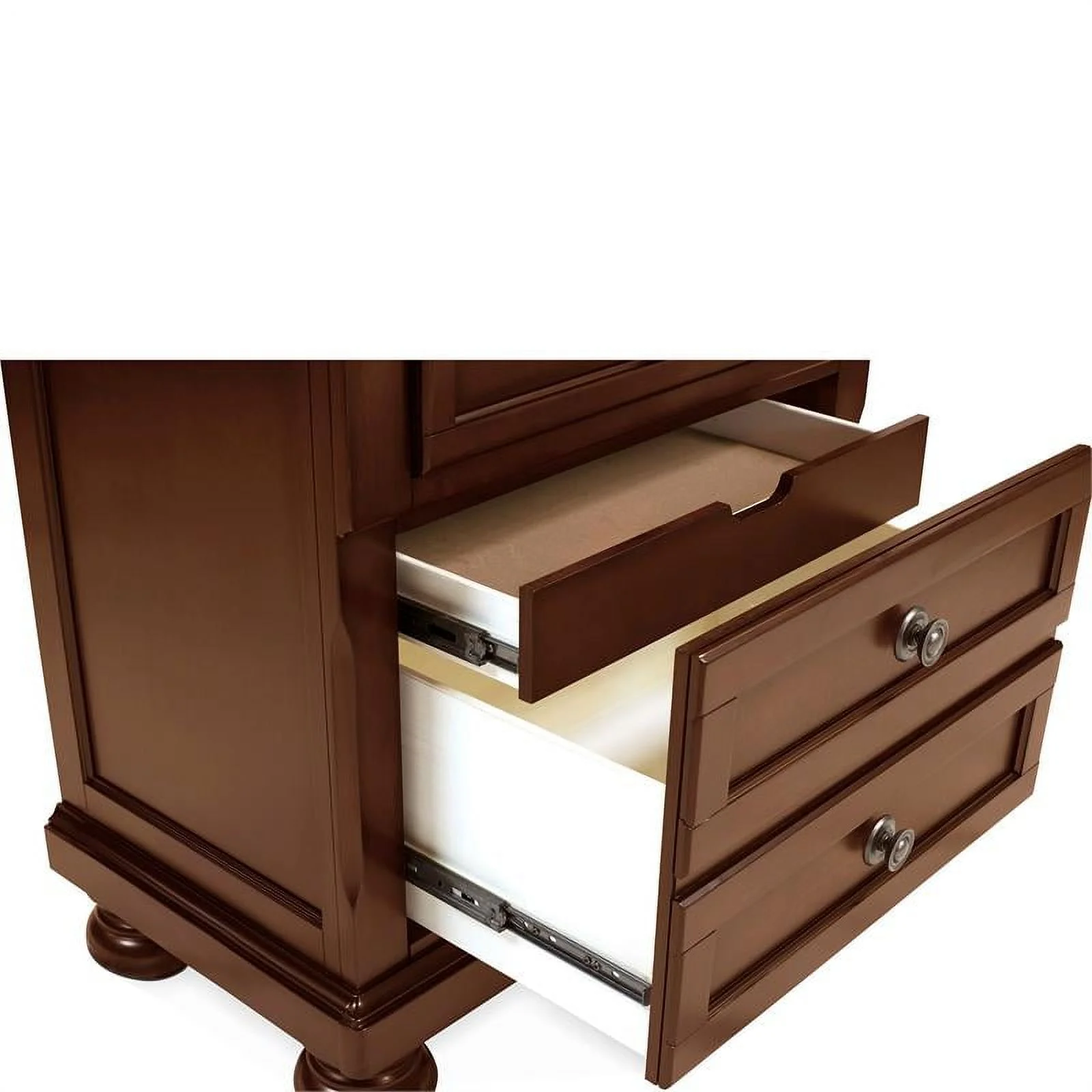 FOA Caiden 2pc Dark Cherry Solid Wood Bedroom Set - Nightstand + Dresser