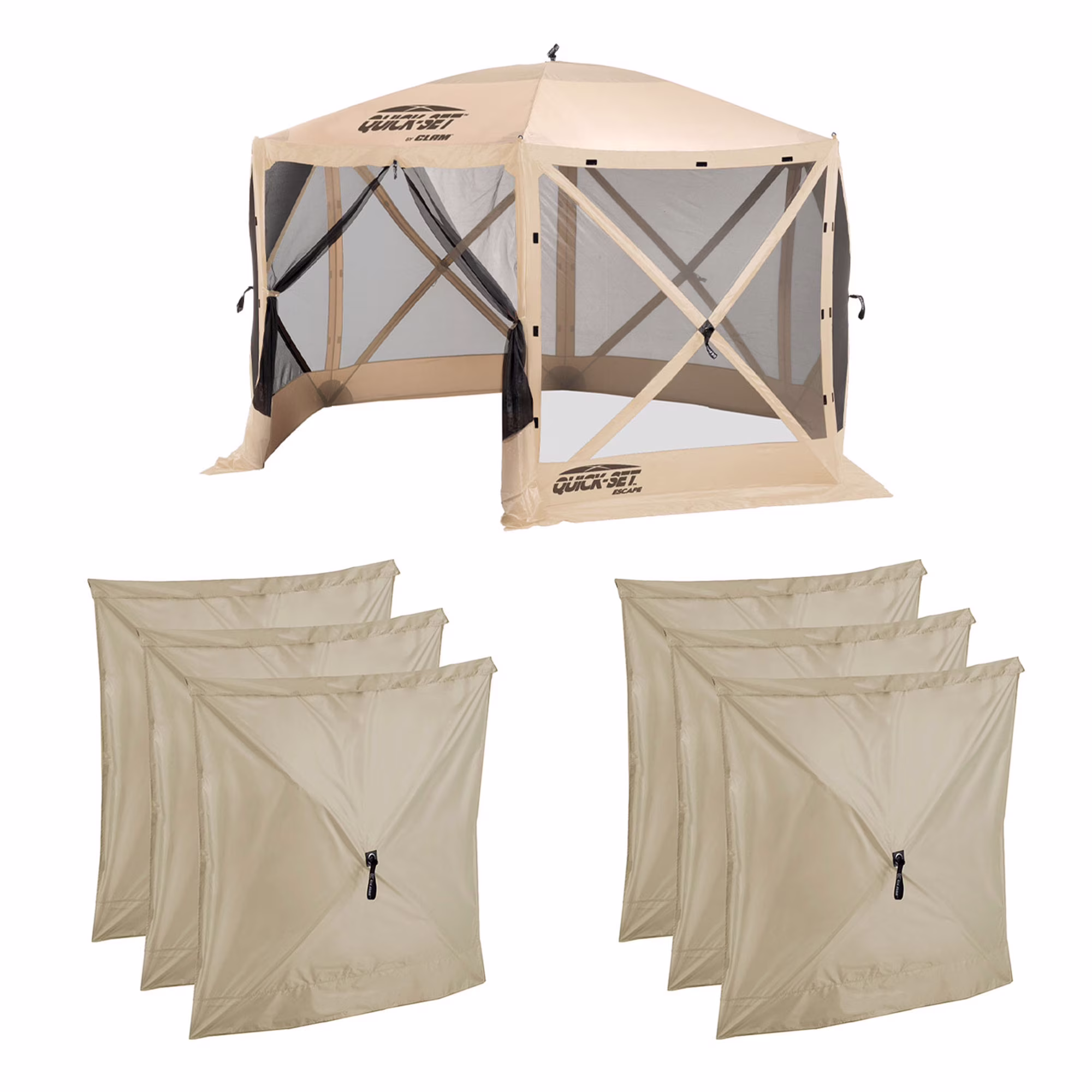 CLAM Quick-Set Escape Portable Canopy Shelter & 2 Pack of Wind & Sun Panels