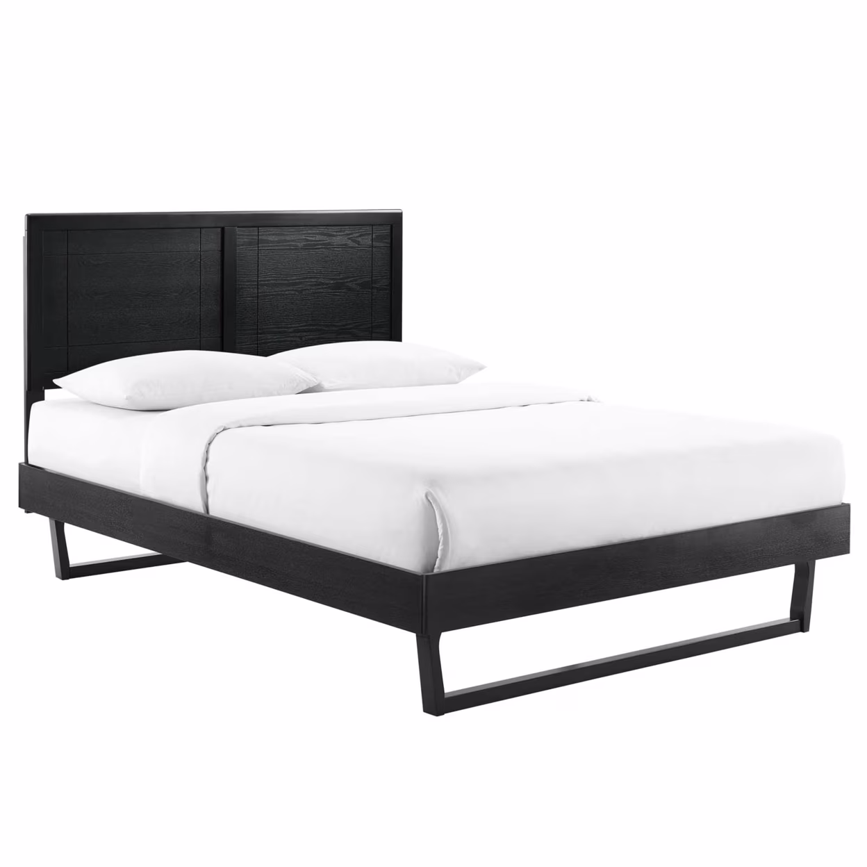 Modway Marlee Queen Wood Platform Bed With Angular Frame in Black