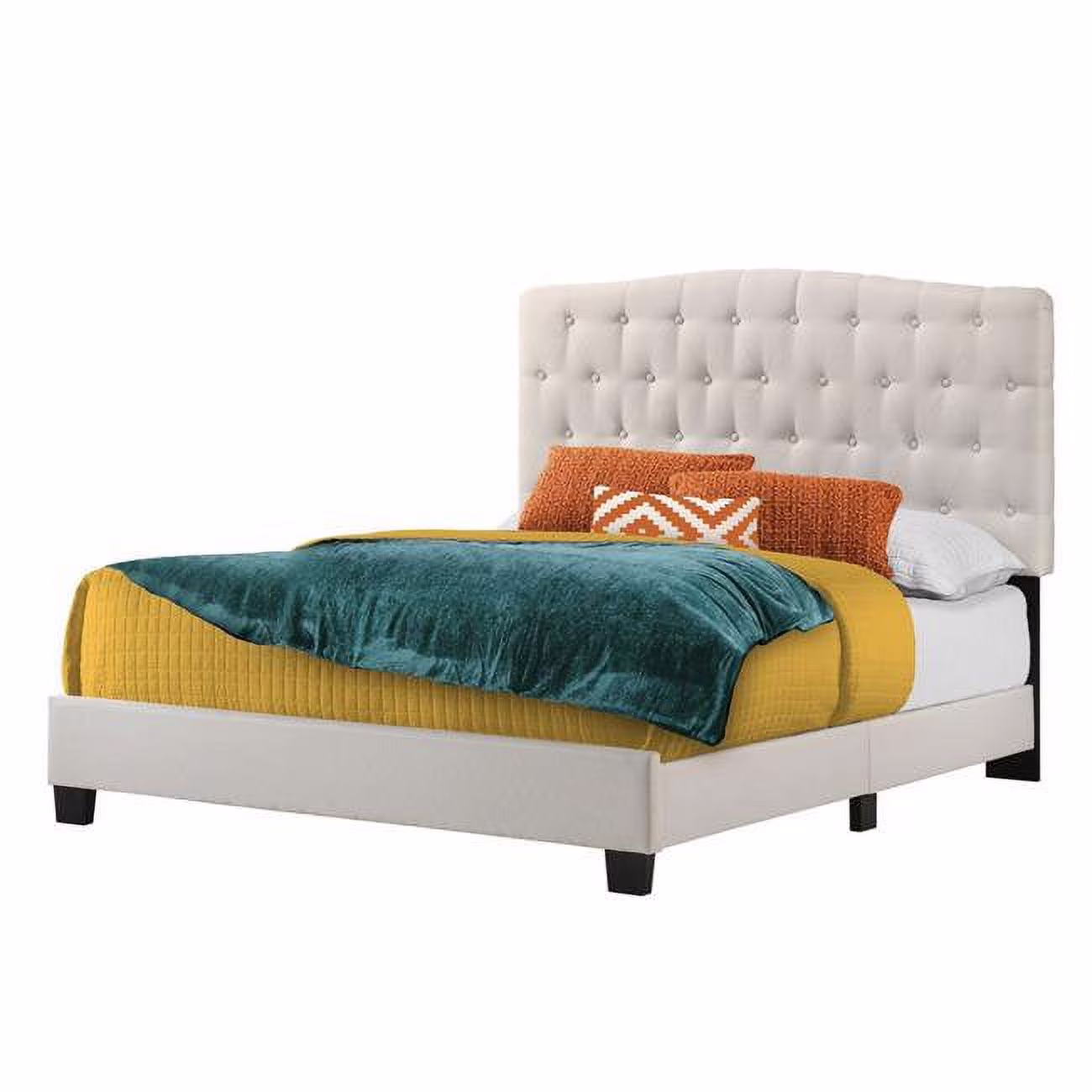 Cape Coral  Beige Linen Upholstered  Bed- Queen