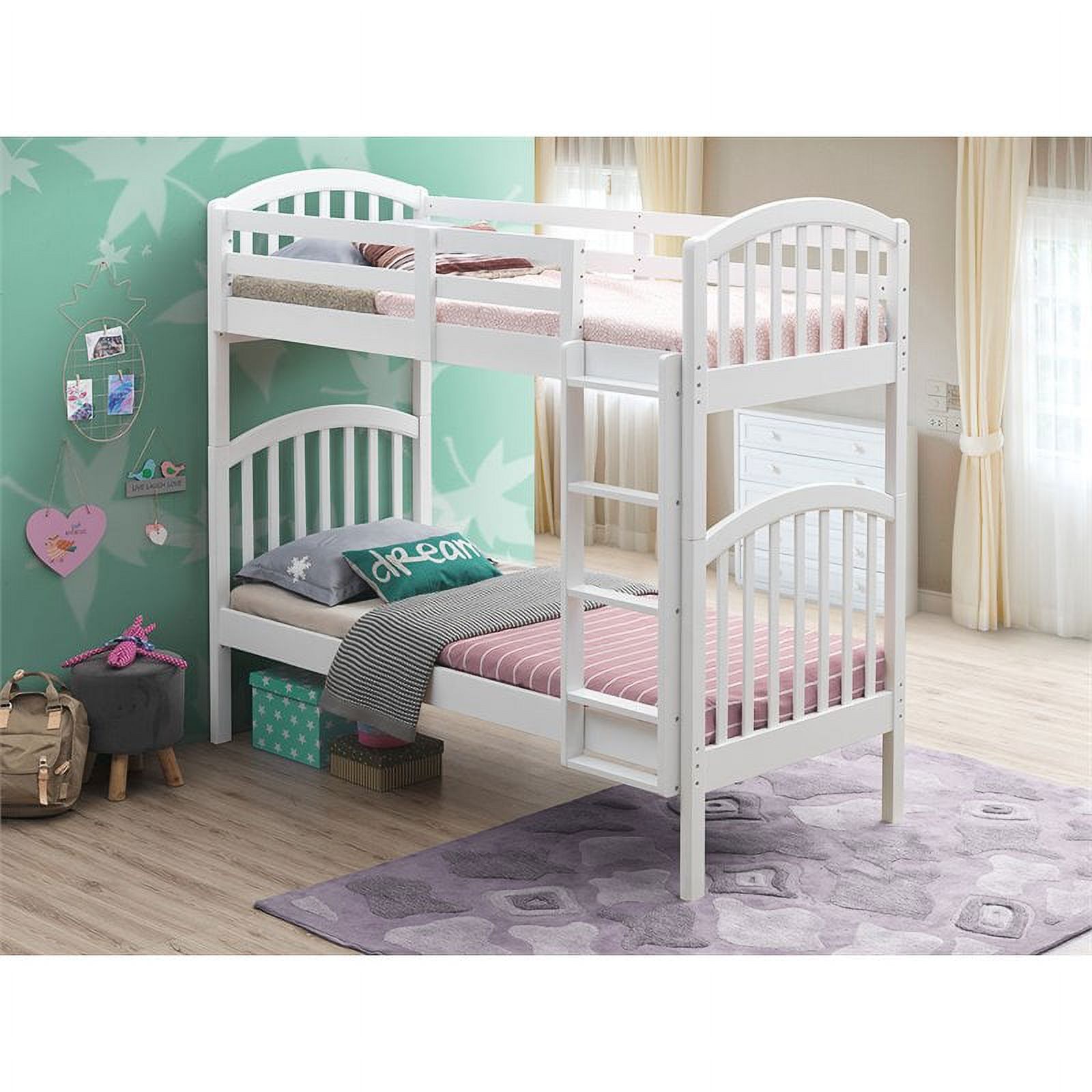 Orbelle Model 450 Twin over Twin Modern Solid Wood Bunk Bed in White
