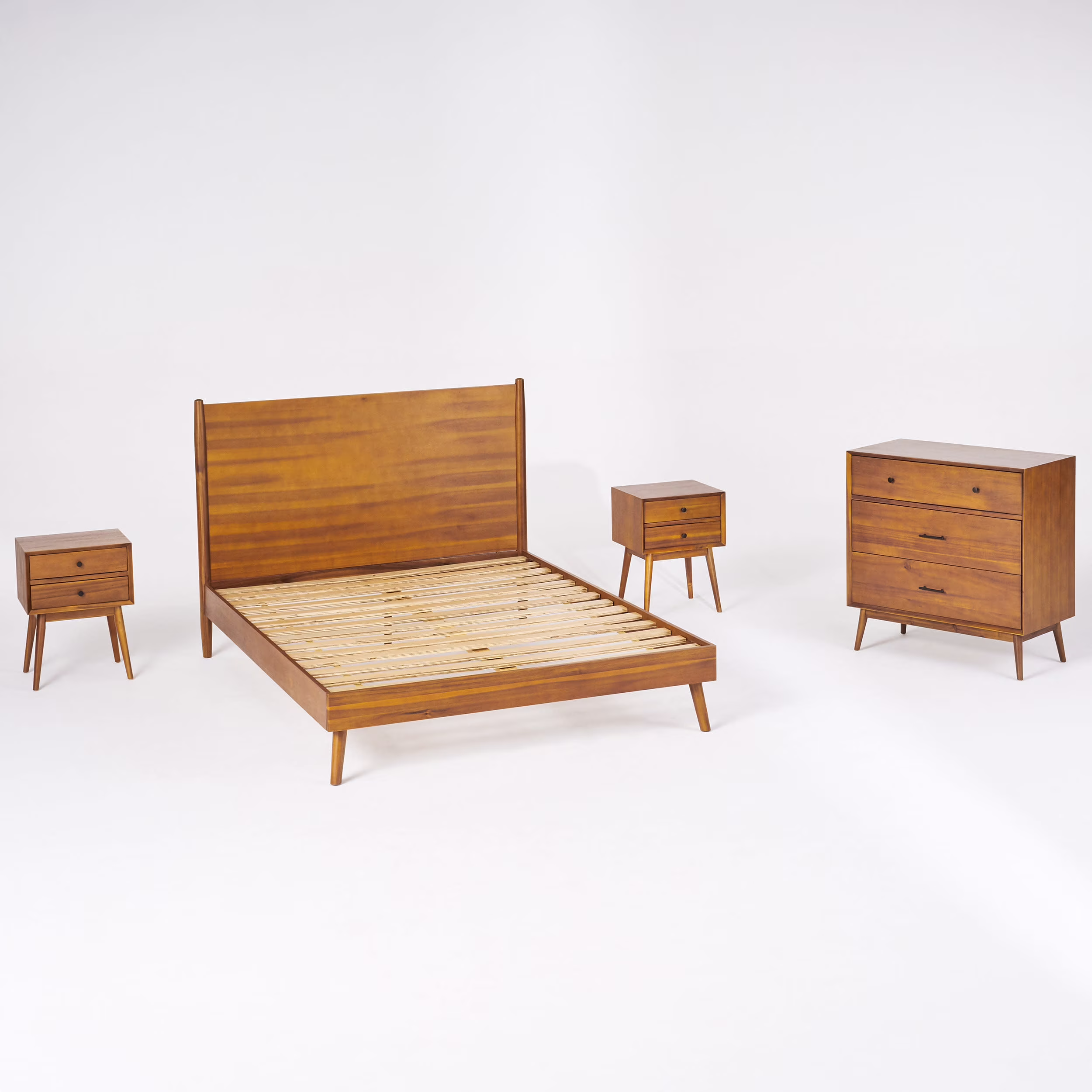 GDF Studio OkiOki Mid Century Bedroom Collection, Natural 3 Drawer King