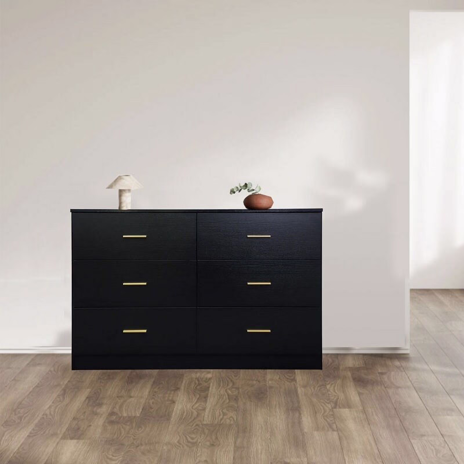 BESTCOSTY Modern Black 6-Drawer Dresser