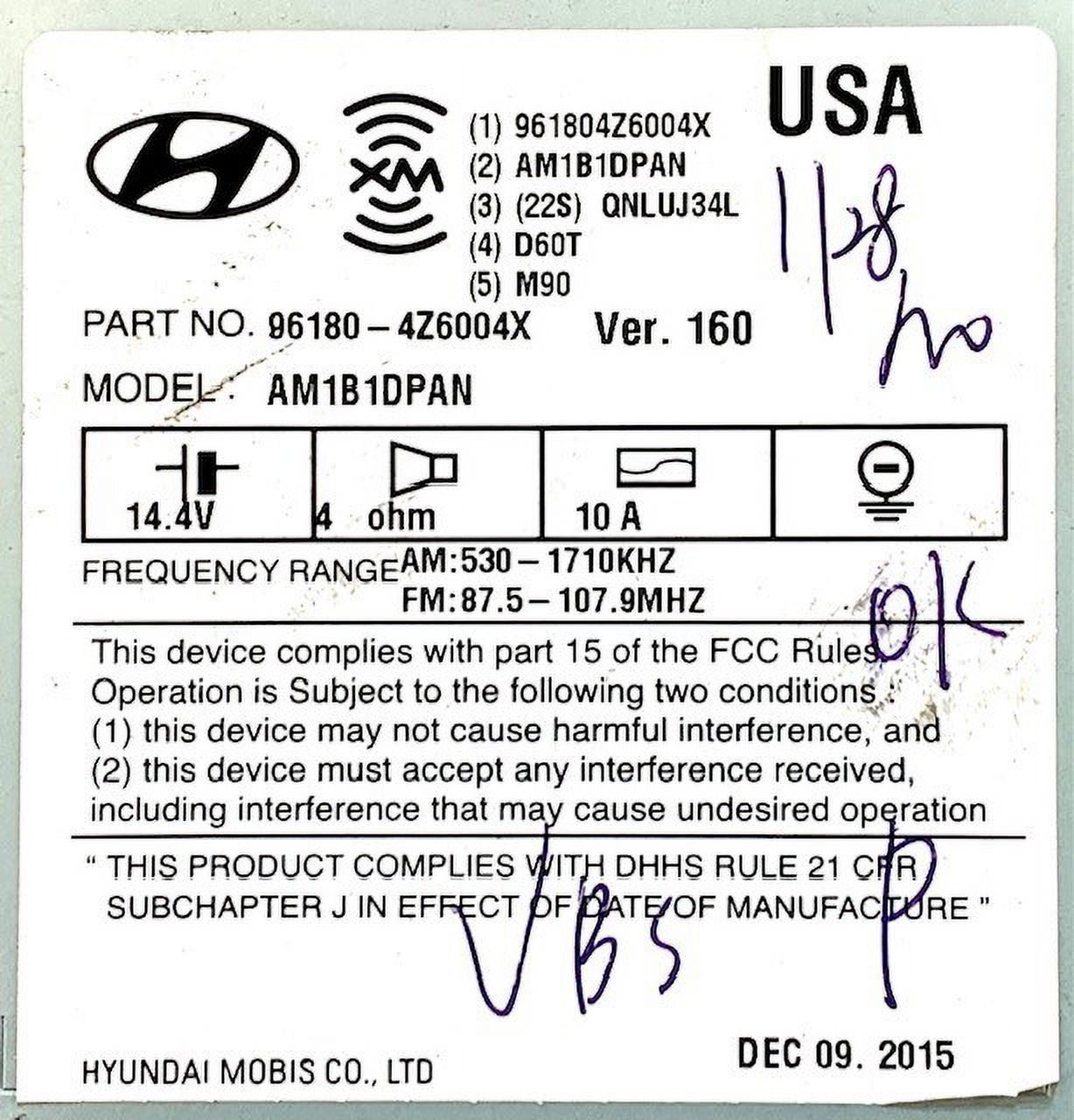 Pre-Owned 2017-2018 Hyundai Santa Fe Receiver w/ 5.0 Screen ID 961804Z6004X OEM (Good)