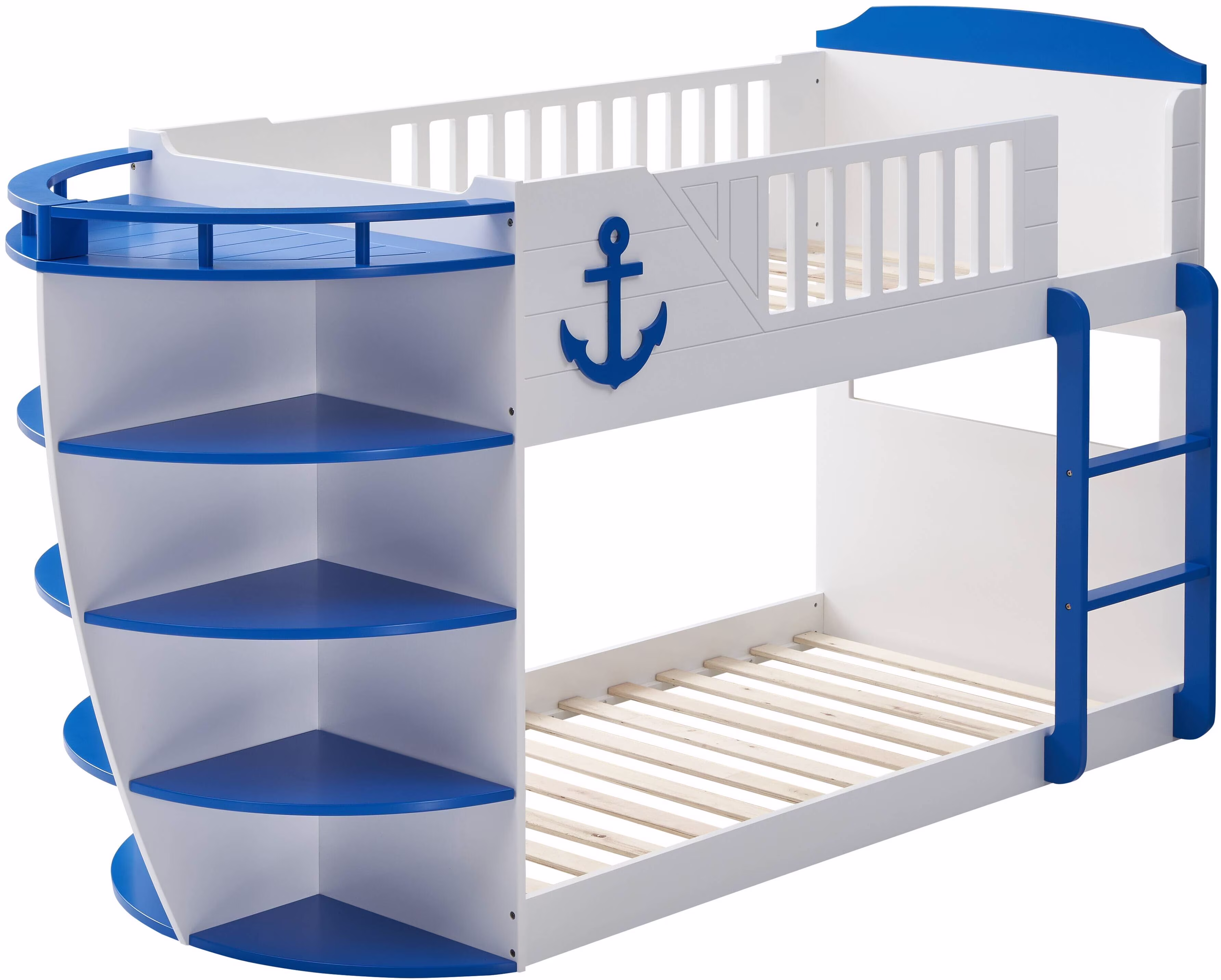ACME Neptune Storage Twin over Twin Bunk Bed in Sky Blue and White