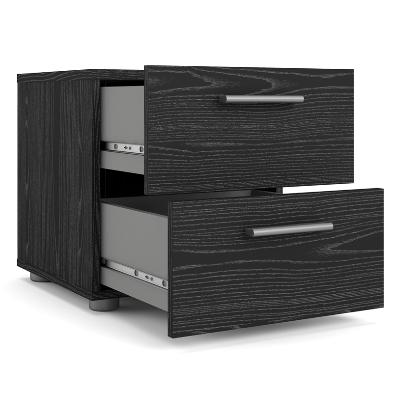 Home Square 2 Piece Set with 8 Drawer Dresser and Nightstand in Black Woodgrain