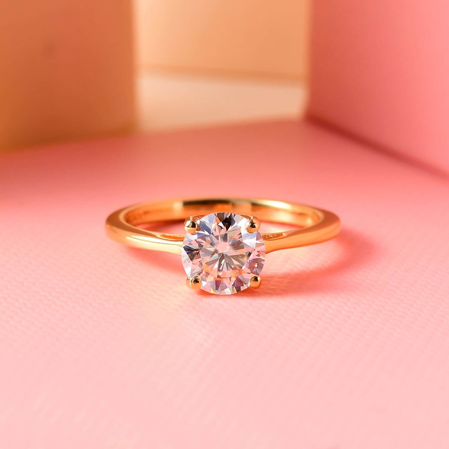 Shop LC Moissanite Round 925 Sterling Silver Vermeil Yellow Gold Plated Solitaire Ring for Women Jewelry Gifts for Women Size 9 Ct 0.82 Birthday Gifts for Women