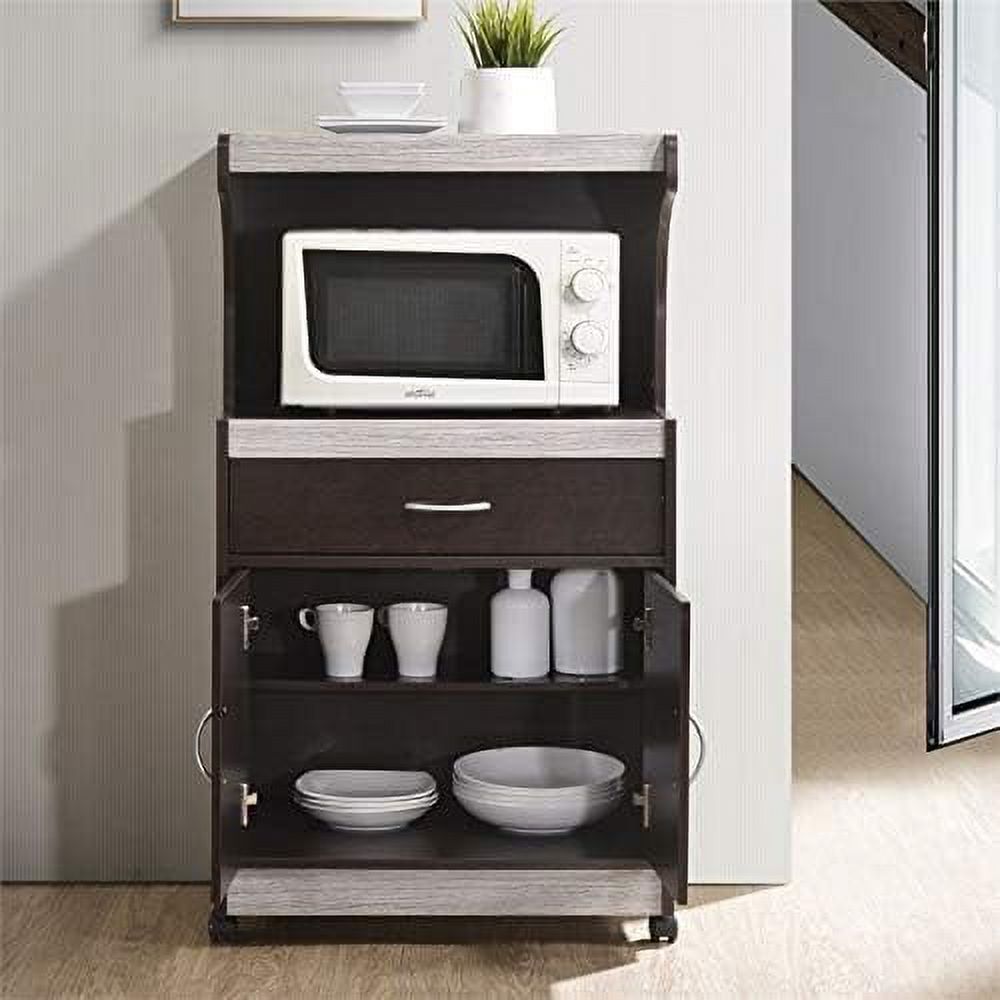 Microwave Kitchen Cart In Chocolate Gray