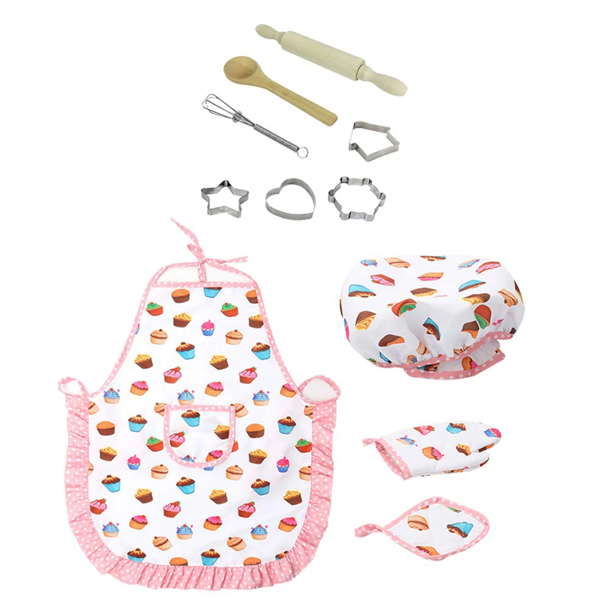 Spring hue Cute For Kids Kitchen Costume Role Play Game Chef Bakeware Sets