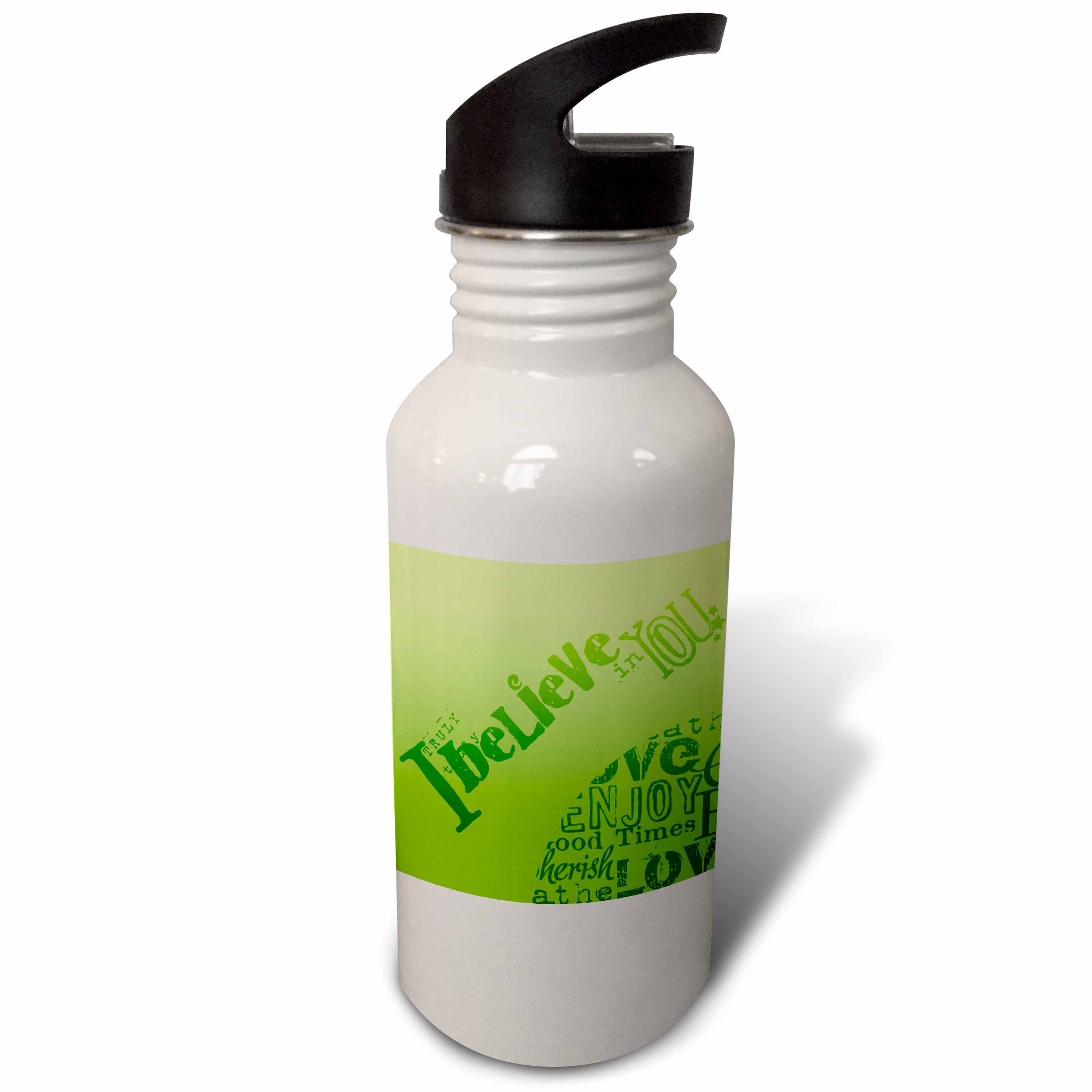 Green I Believe in You Inspirational Word Art 21 oz Sports Water Bottle wb-79057-1