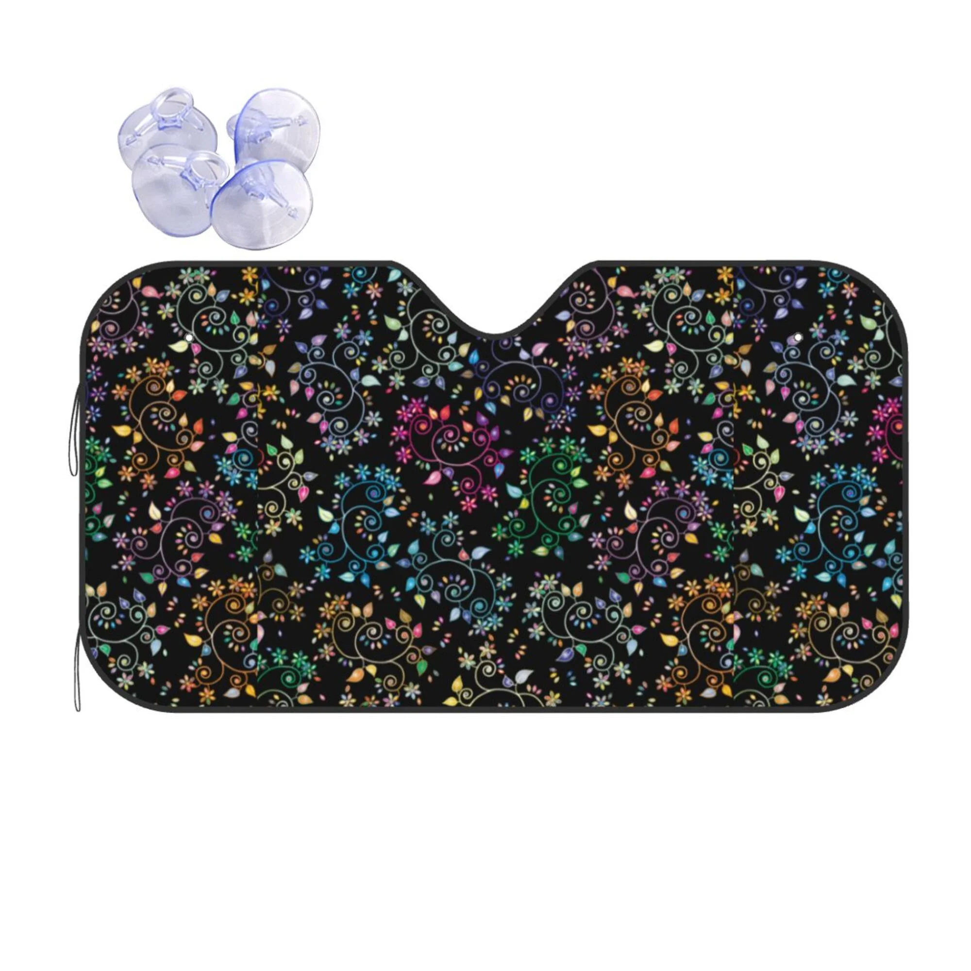 XMXY Car Sun Shade Windshield, Flourish Chromatic Flowers Automotive Front Window Sun Visor for Cars SUV Trucks, Medium Size