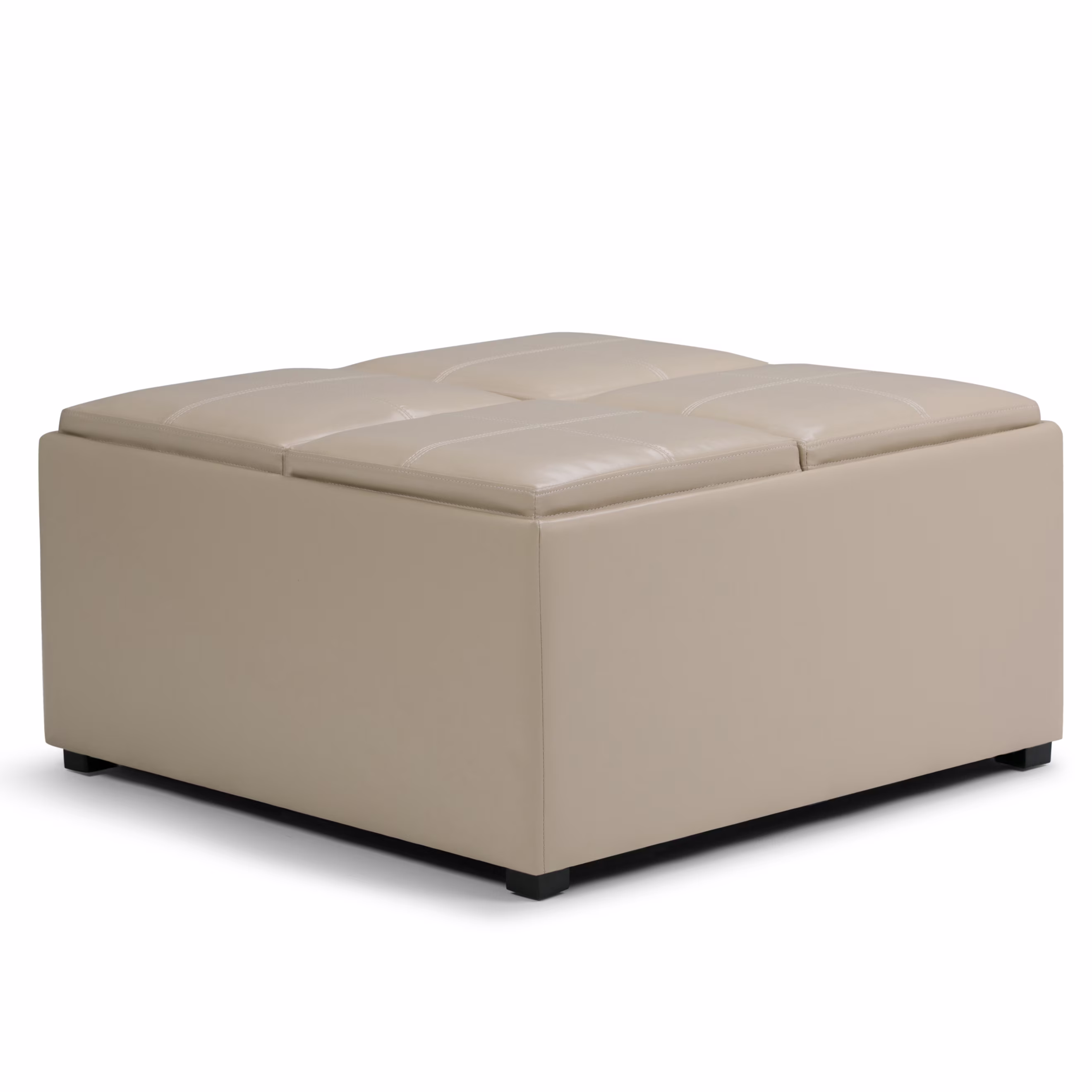 Simpli Home Avalon Coffee Table Storage Ottoman with 4 Serving Trays