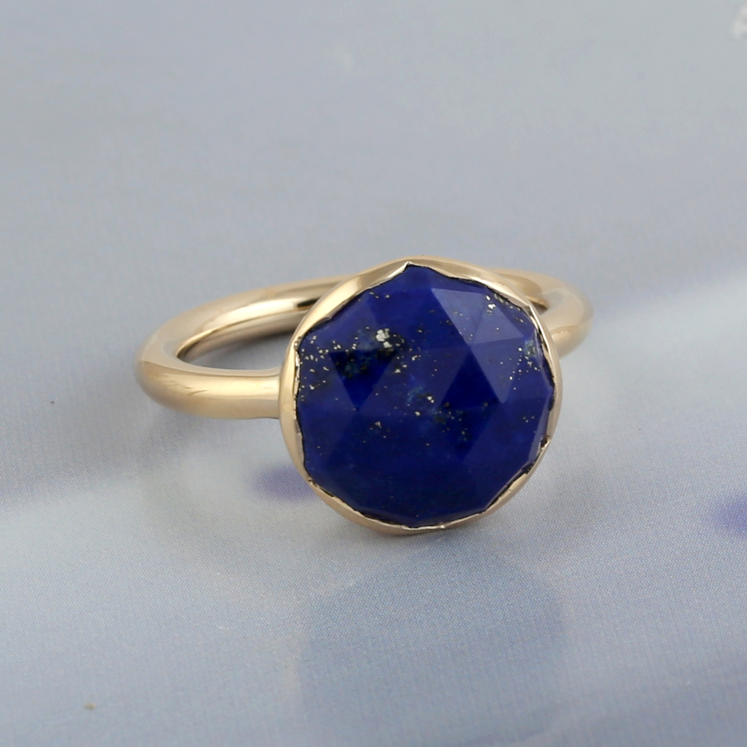 Lapis Lazuli Vintage Ring With Yellow Gold Plated 925 Silver Ring Handmade Jewelry Gift