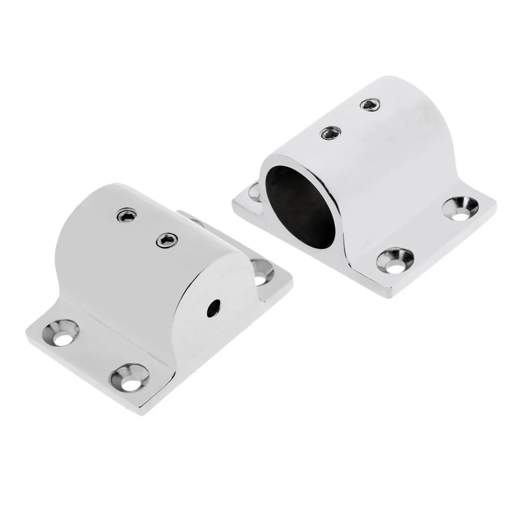 2pcs Marine Boat Yacht Hand Rail Fitting, 90 Degree Rectangle Stanchion Base Mount Hardware inch 25mm Tubes - , 316 Stainless Steel