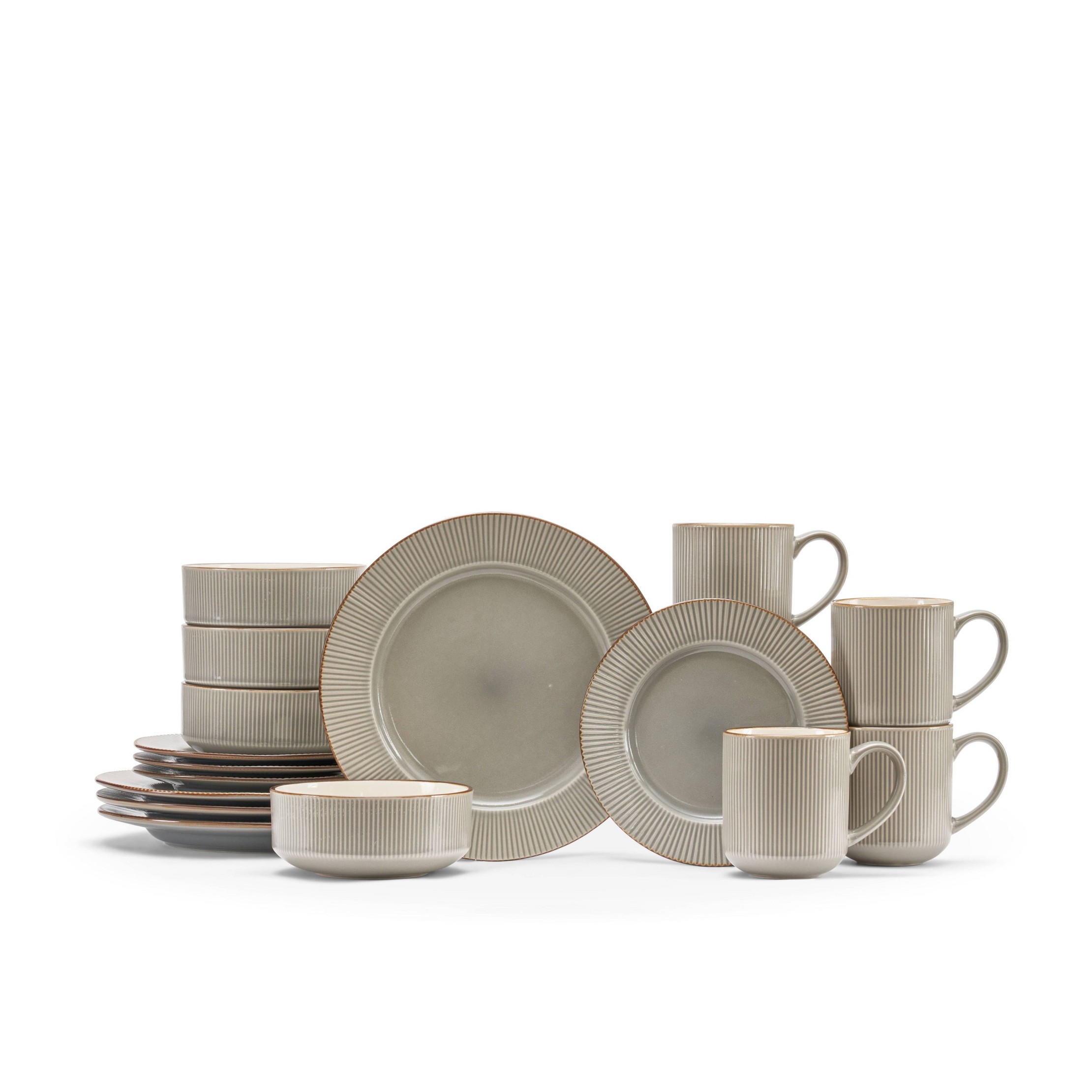 16pc Stoneware Kappa Dinnerware Set Gray